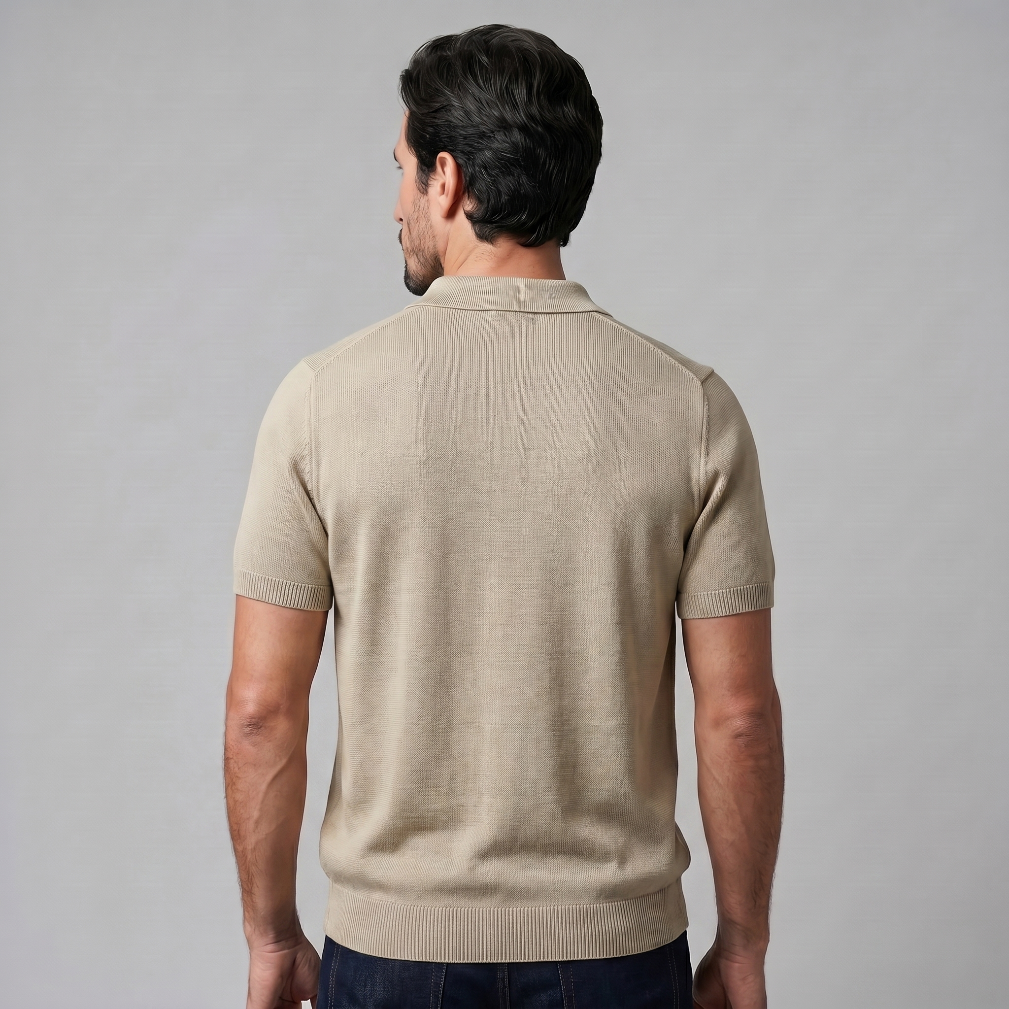 Polo Homem Malha Fina Gola Aberta Casual Verão