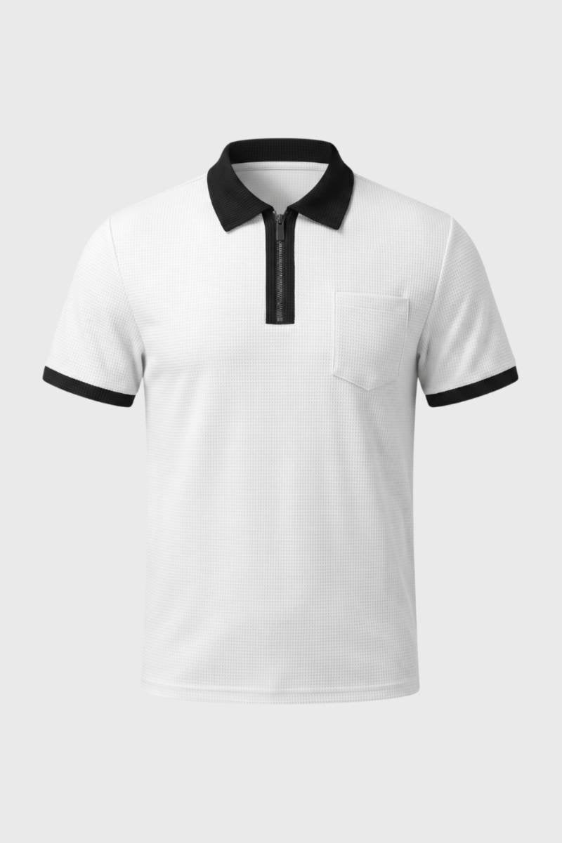 Poloshirt Herren Klassische Passform Kontrastkragen Freizeit