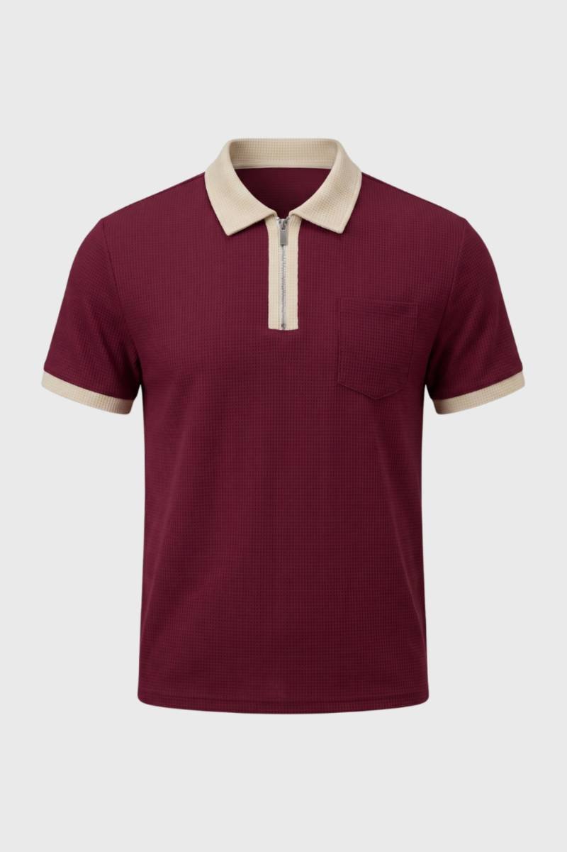 Poloshirt Herren Klassische Passform Kontrastkragen Freizeit