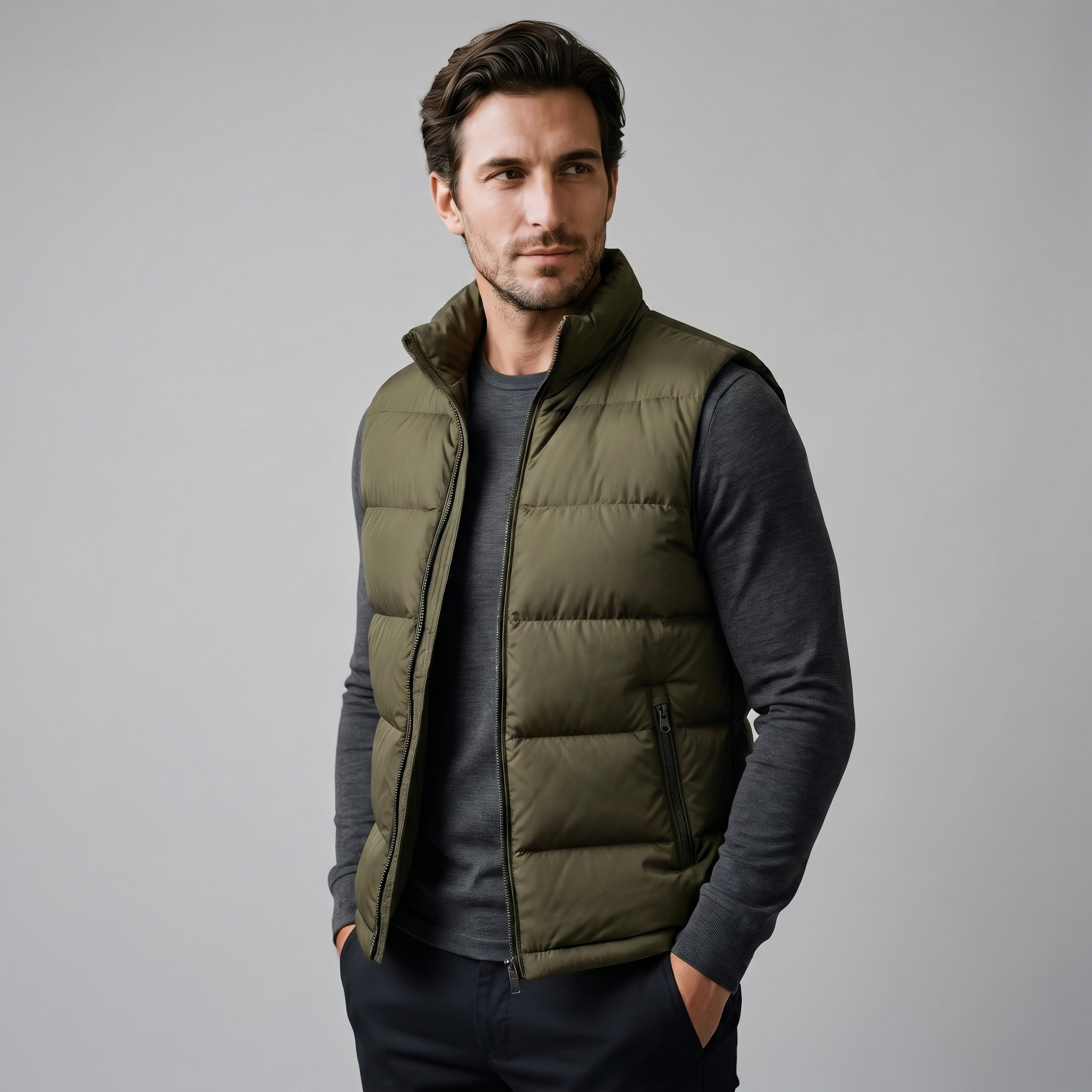 Quilted Padded Vest Men Winter Casual