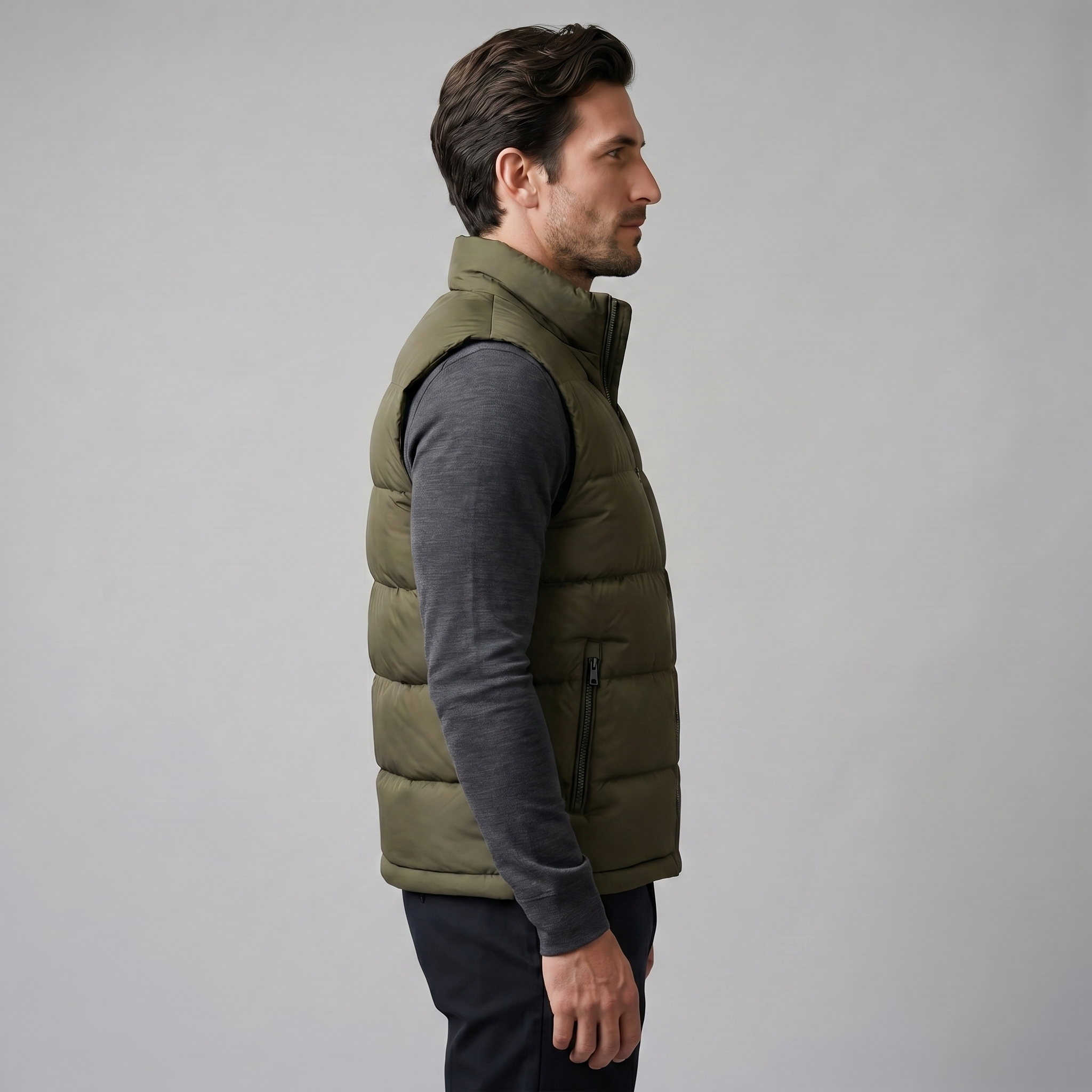 Quilted Padded Vest Men Winter Casual