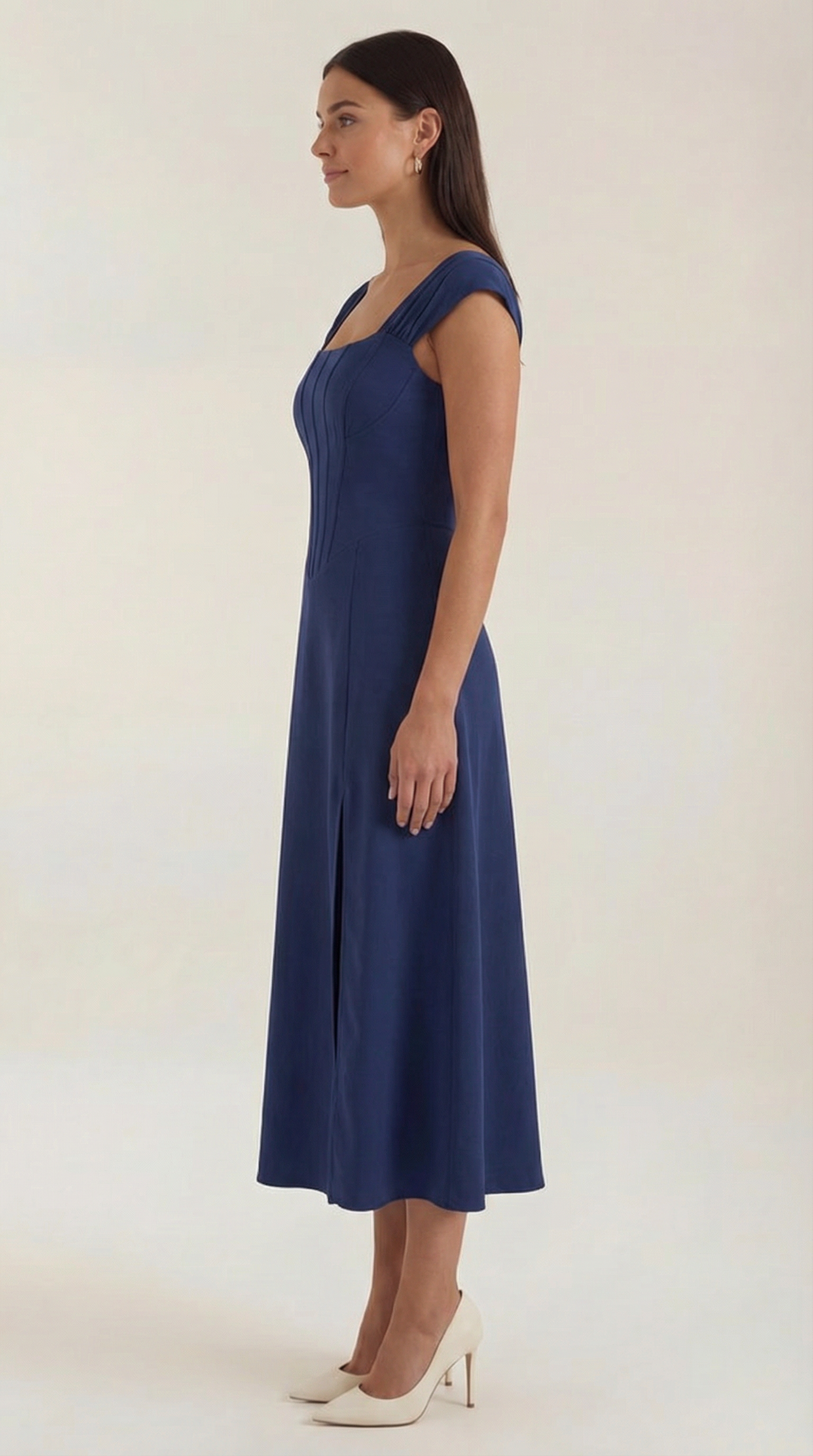 Vestido midi para mujer línea A vintage con estampado floral estilo bustier tirantes finos