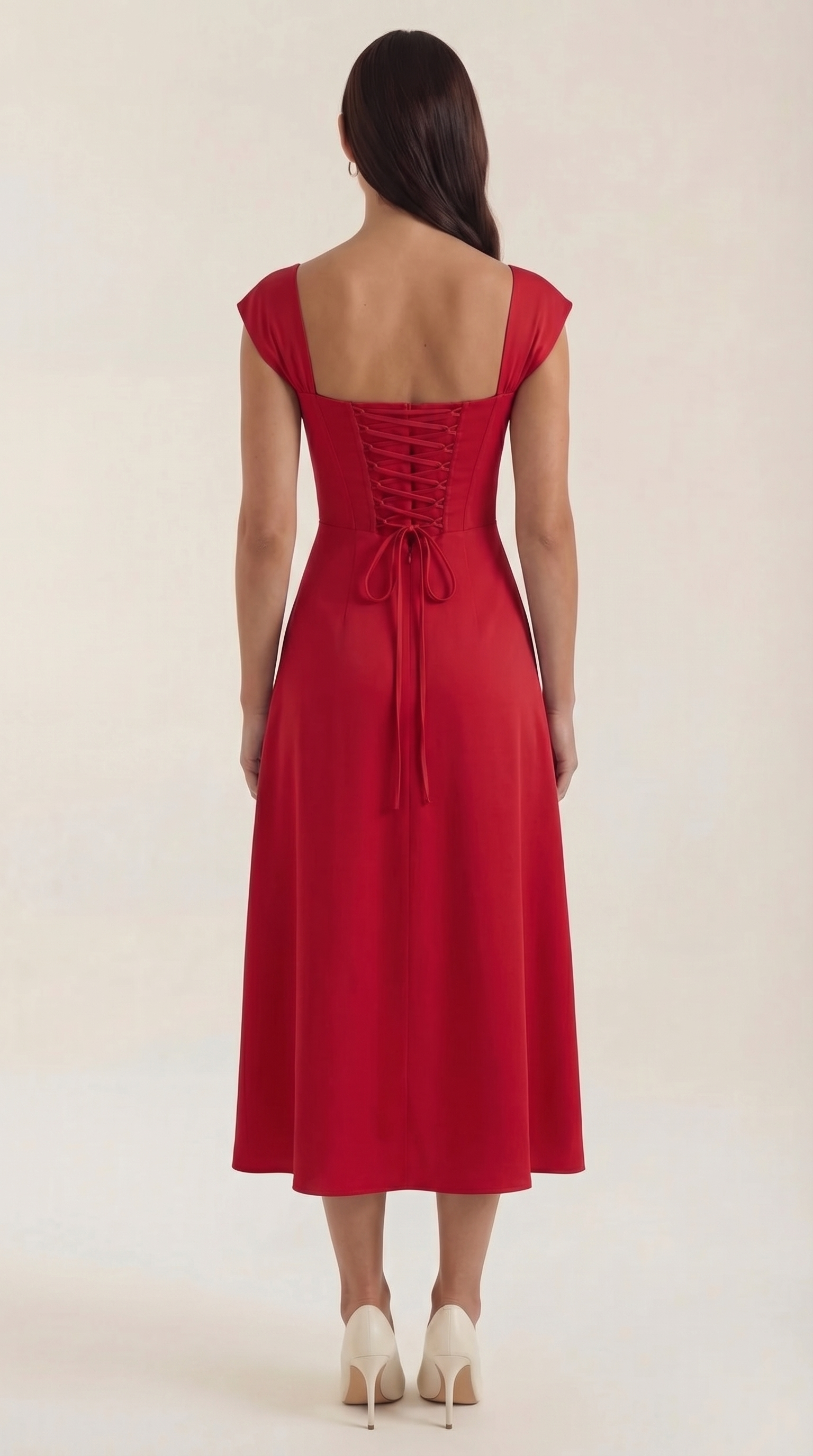Vestido midi para mujer línea A vintage con estampado floral estilo bustier tirantes finos