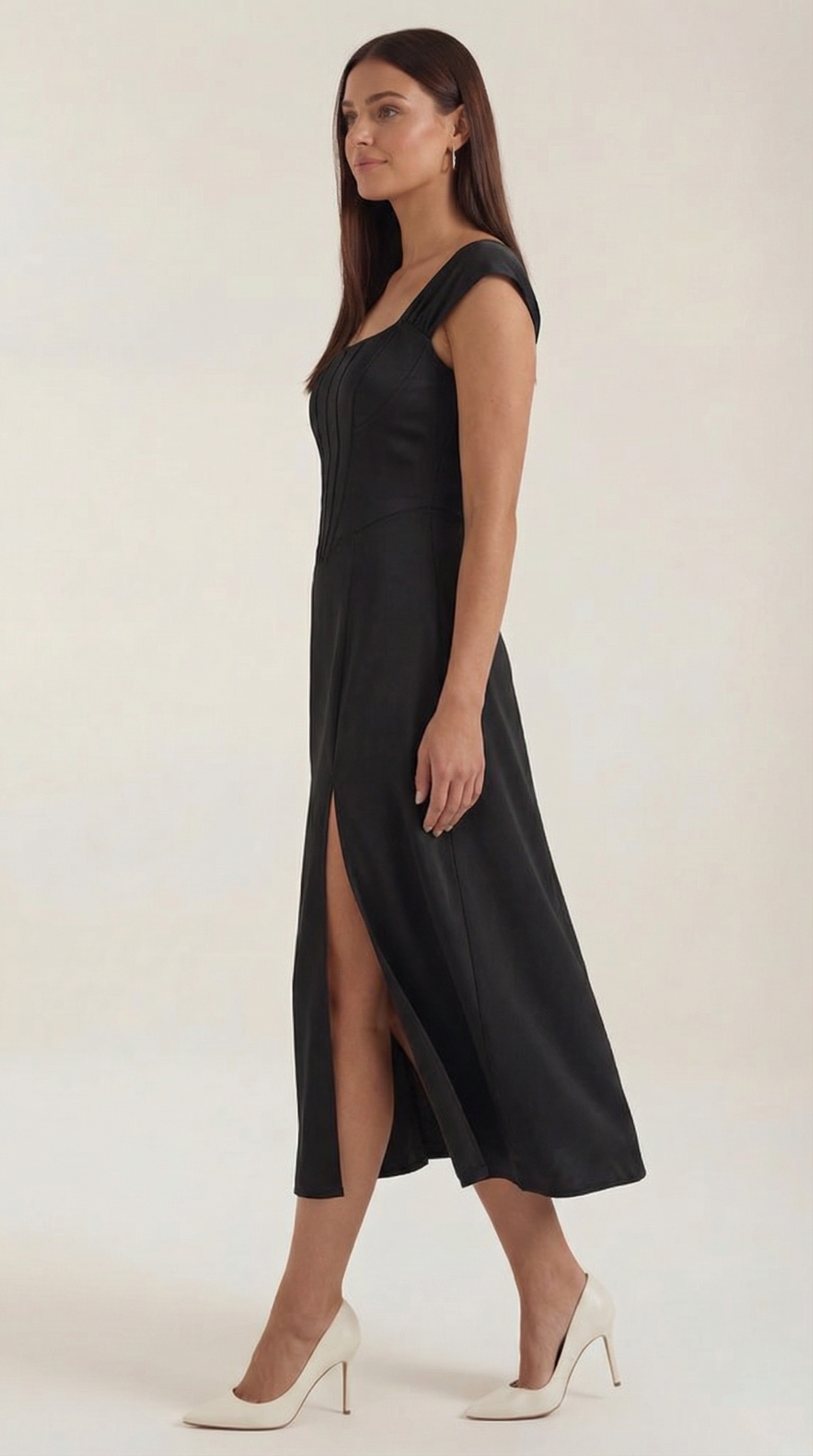 Vestido midi para mujer línea A vintage con estampado floral estilo bustier tirantes finos