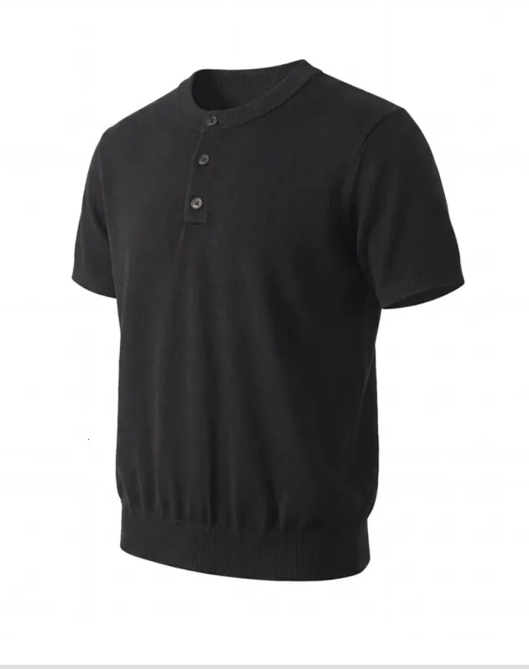 Pánské tričko Henley s krátkými rukávy, ležérní