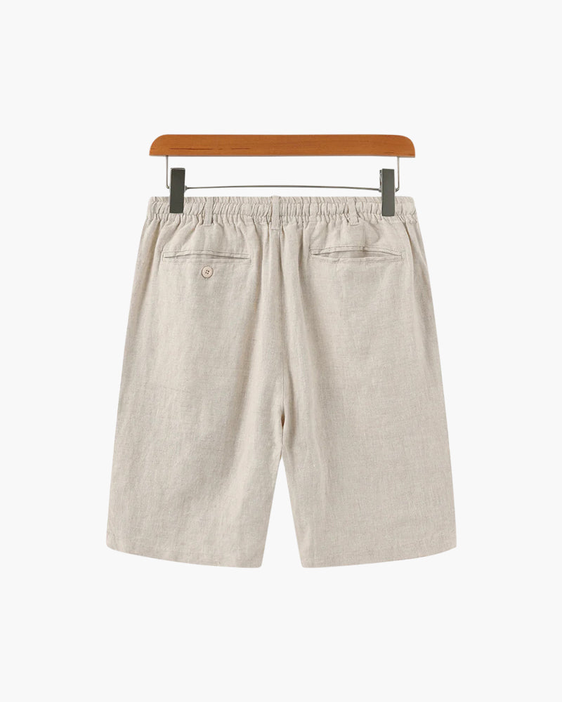 Calções para homem, linho, corte reto, verão, casual