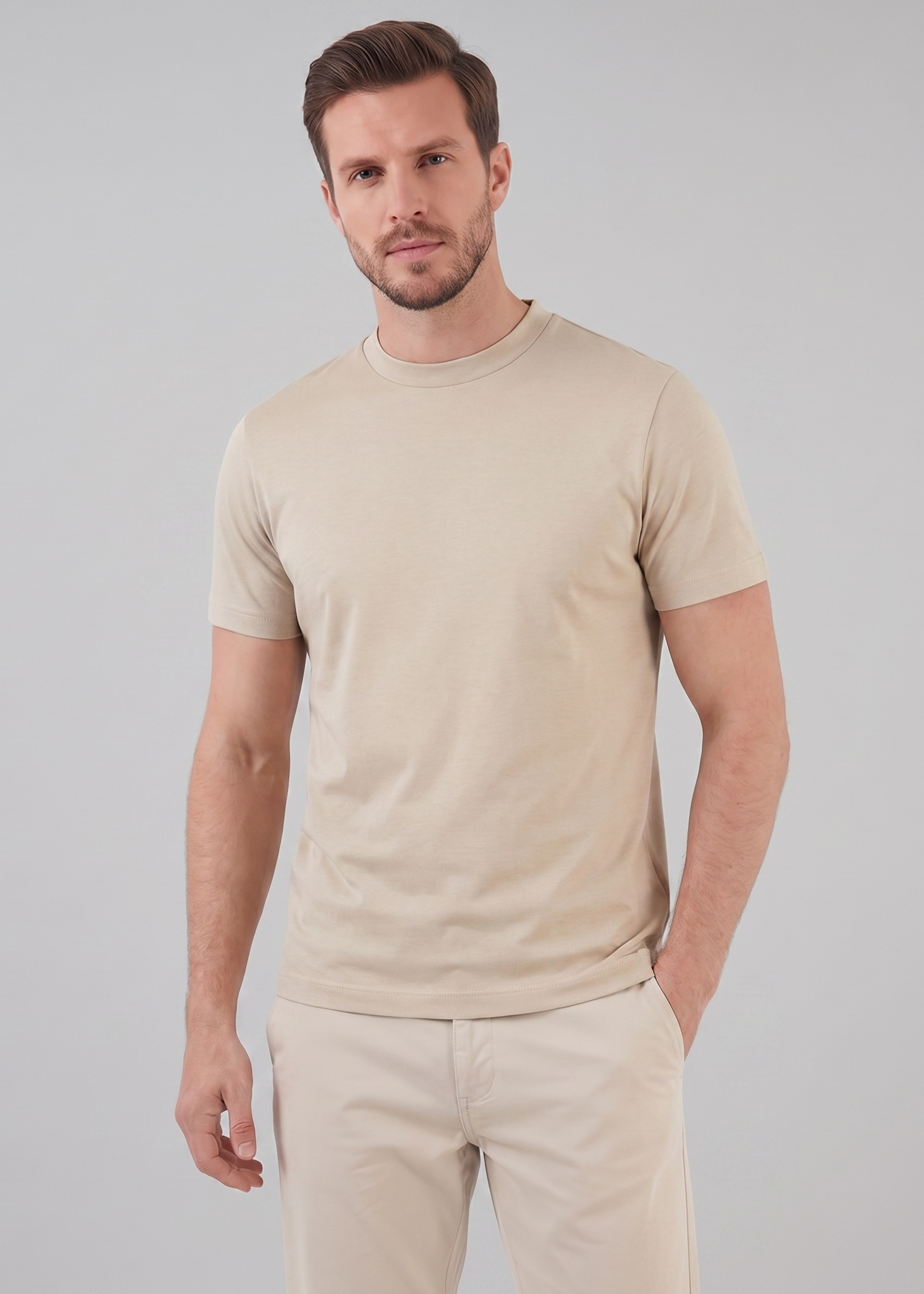 Slim fit T-shirt med rund hals til mænd