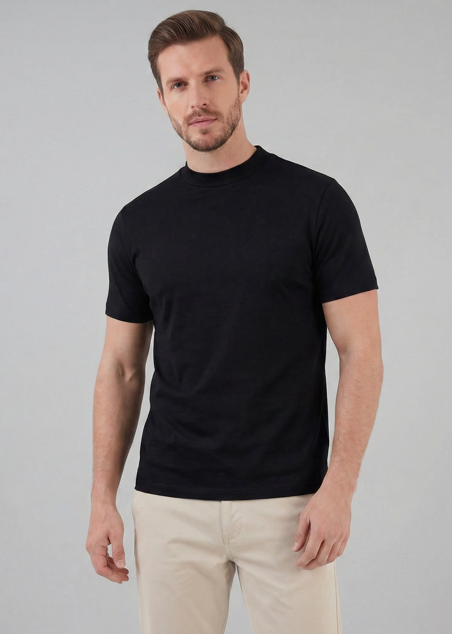 Slim fit T-shirt med rund hals til mænd