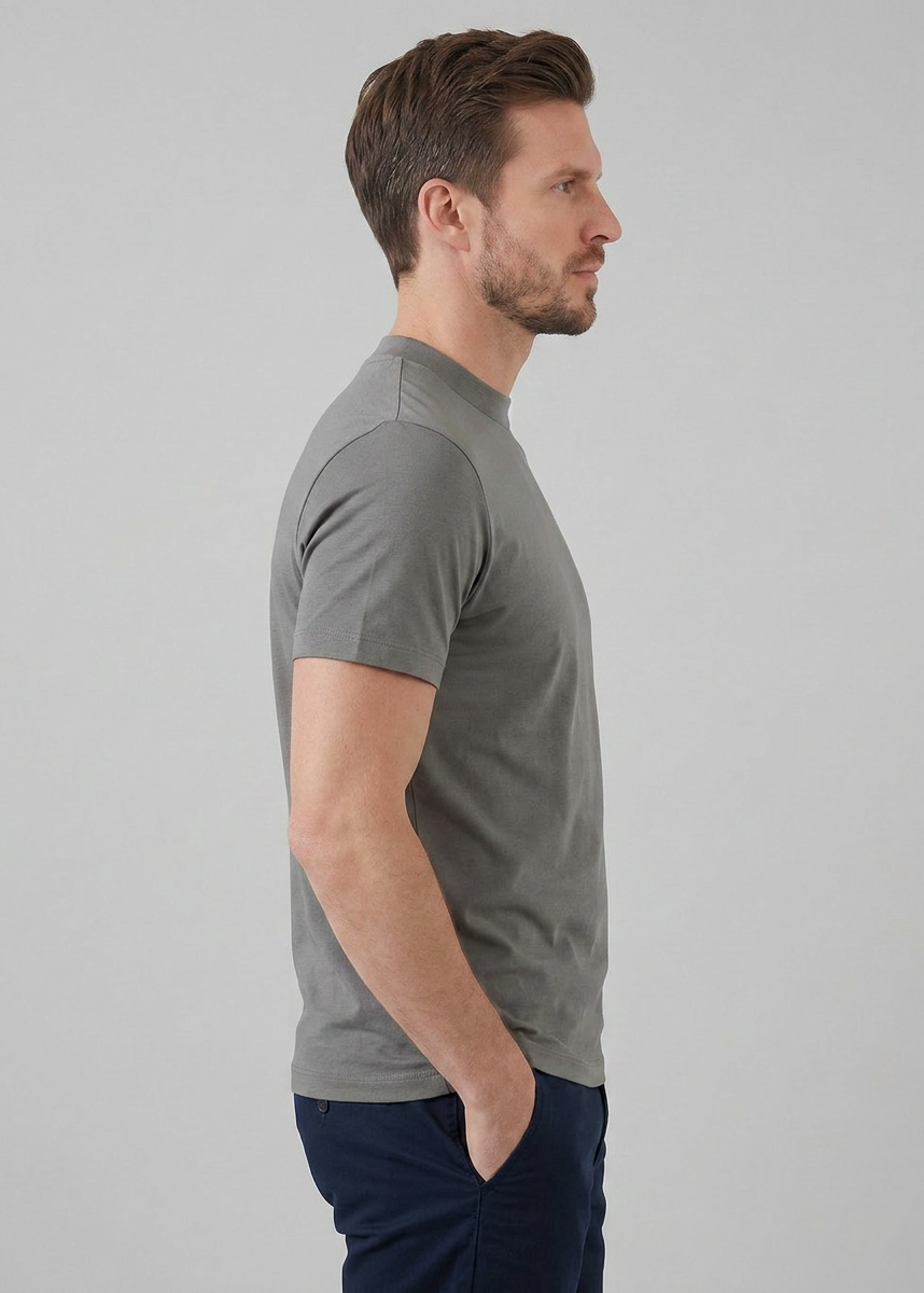 Slim fit T-shirt med rund hals til mænd