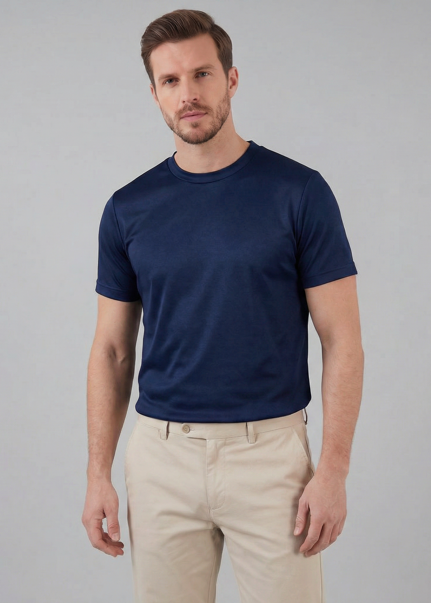 Slim fit T-shirt med rund hals til mænd