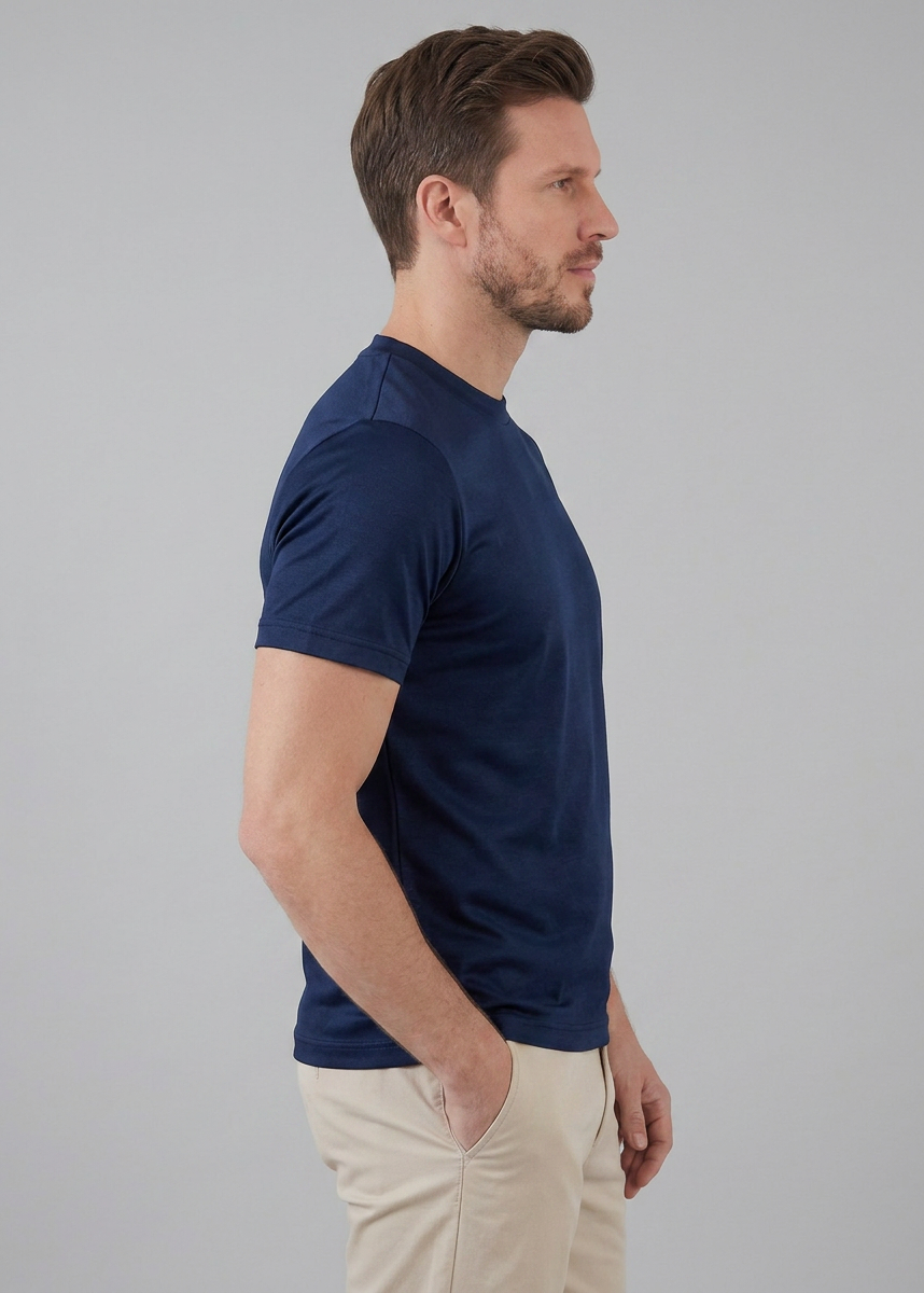 Slim fit T-shirt med rund hals til mænd