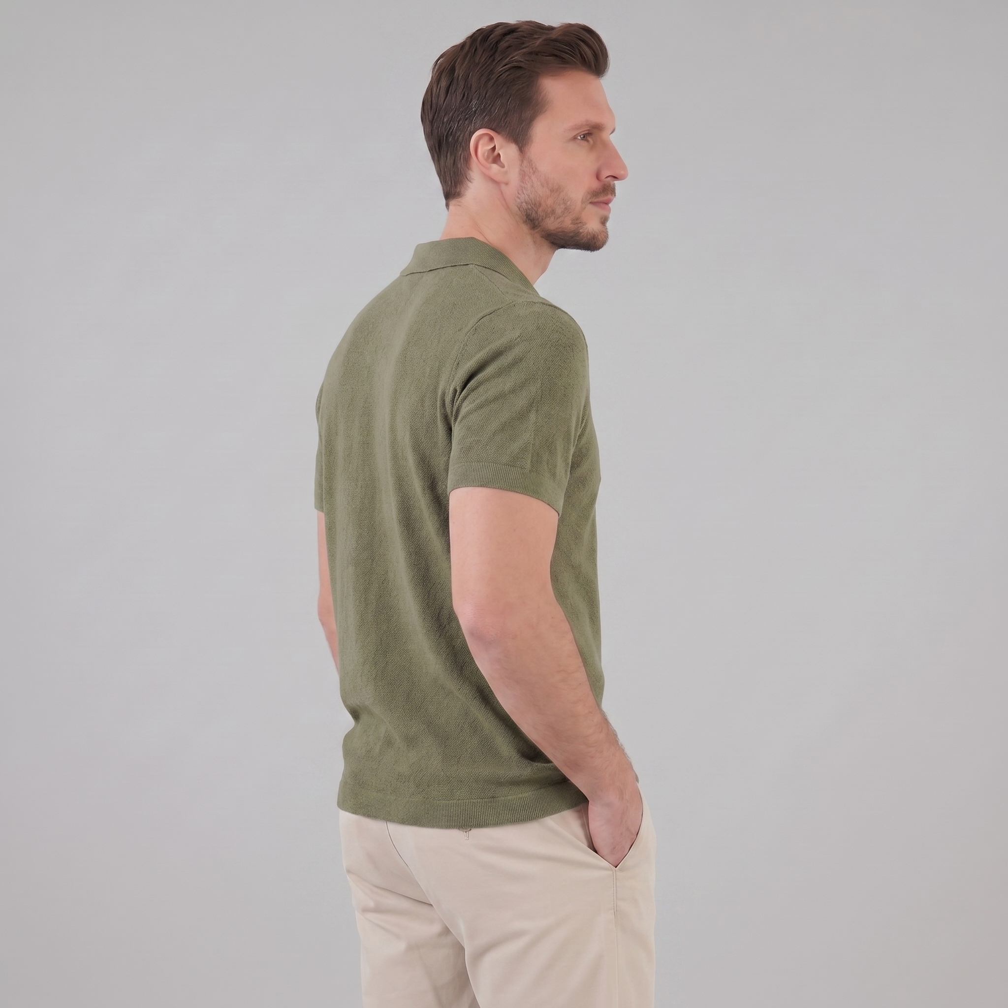 Polo Smart Casual Homem Gola em V Verão Leve