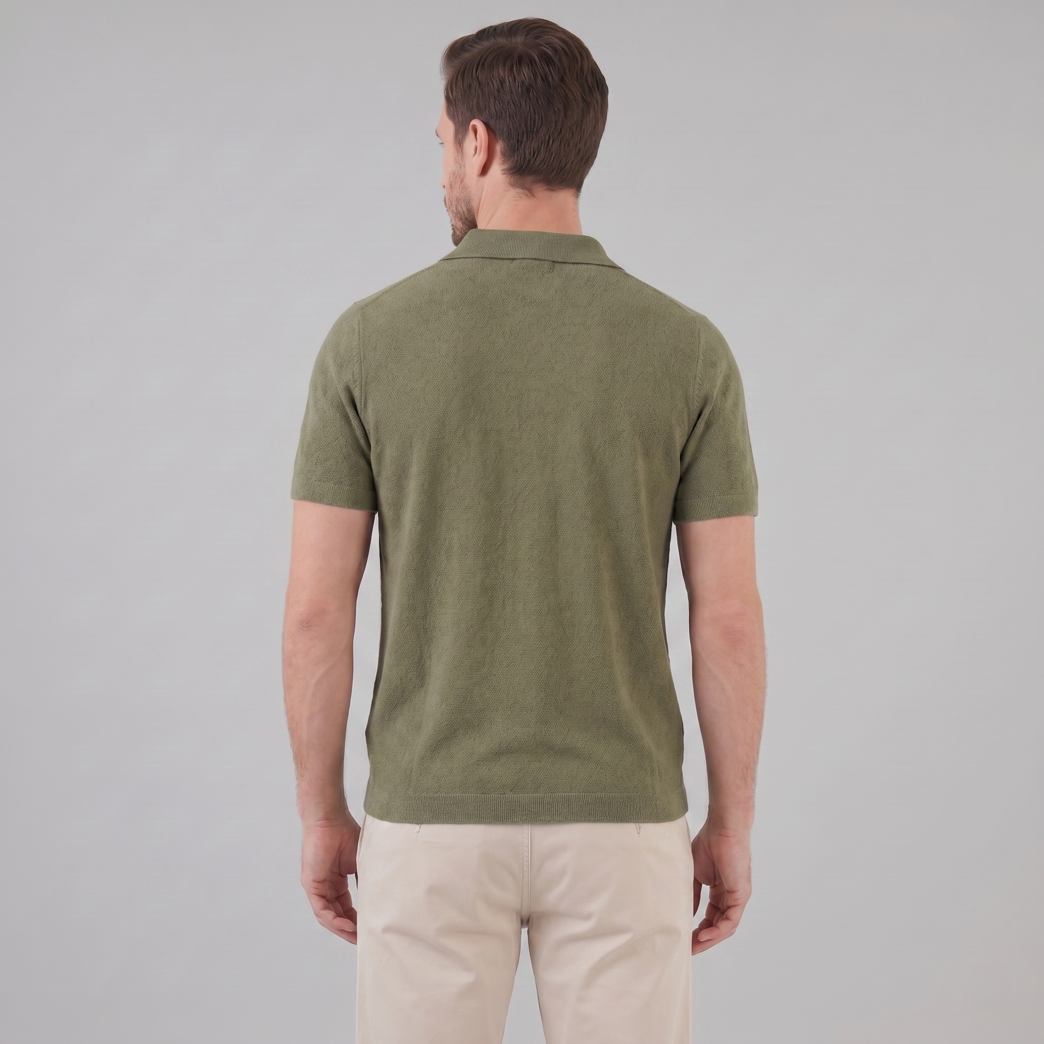 Polo Smart Casual Homem Gola em V Verão Leve