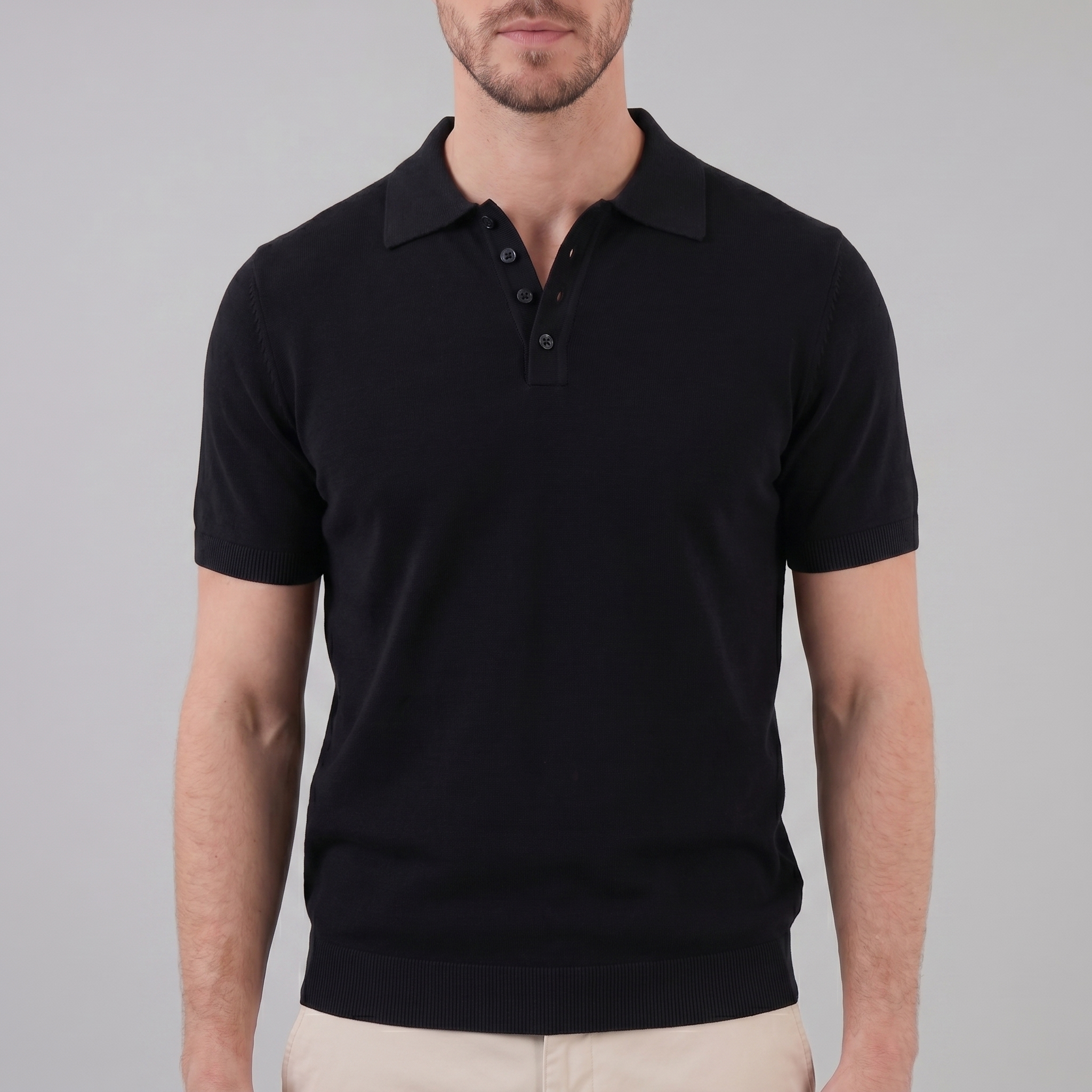 Polo Smart Casual Homem Gola em V Verão Leve
