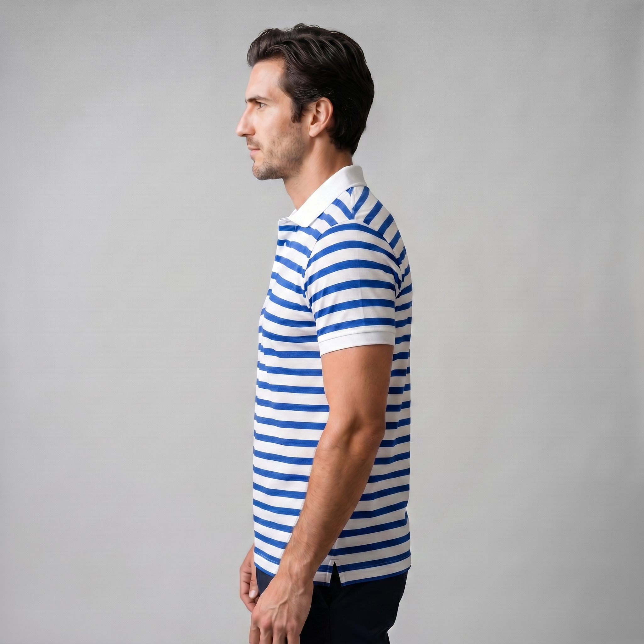 Polo Smart Casual Homem Manga Curta Listrado