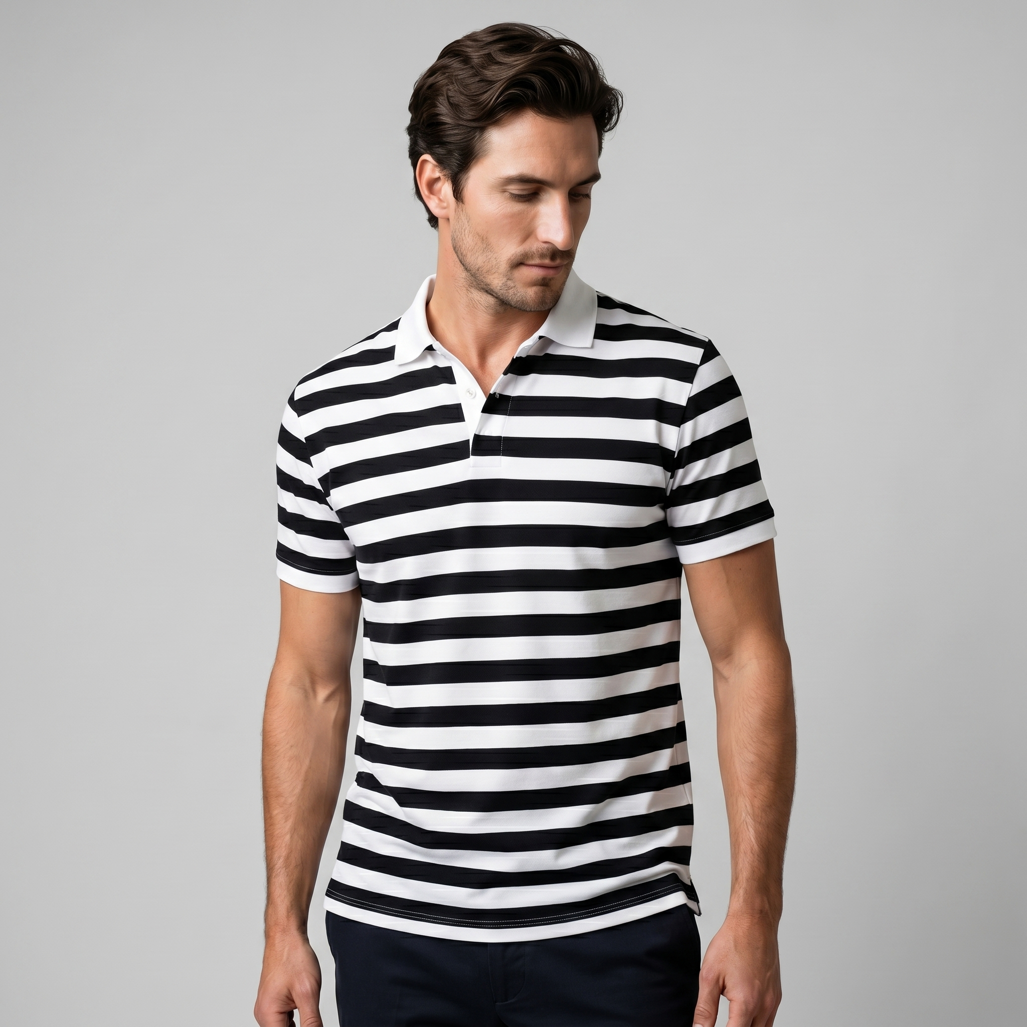 Polo Smart Casual Homem Manga Curta Listrado