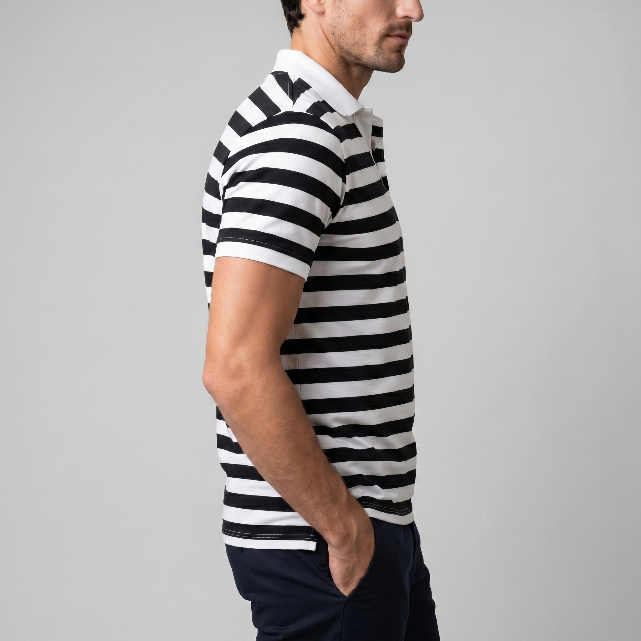 Polo Smart Casual Homem Manga Curta Listrado