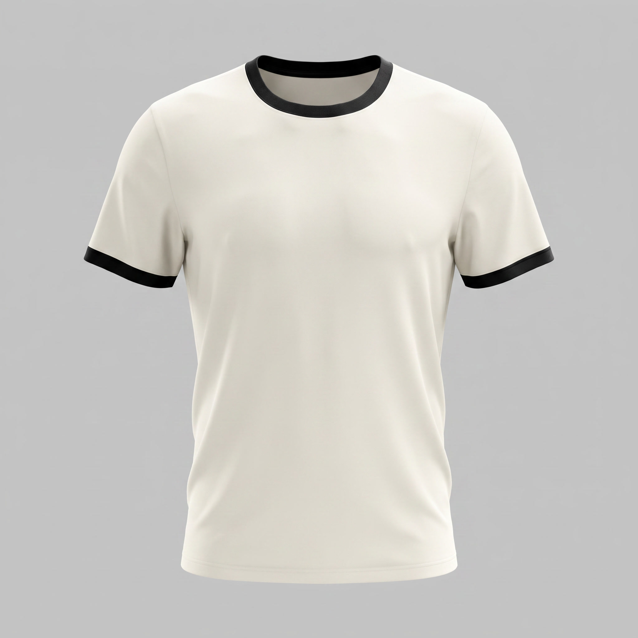 T-Shirt Smart Casual Homem Acabamento Contrastante Gola Redonda