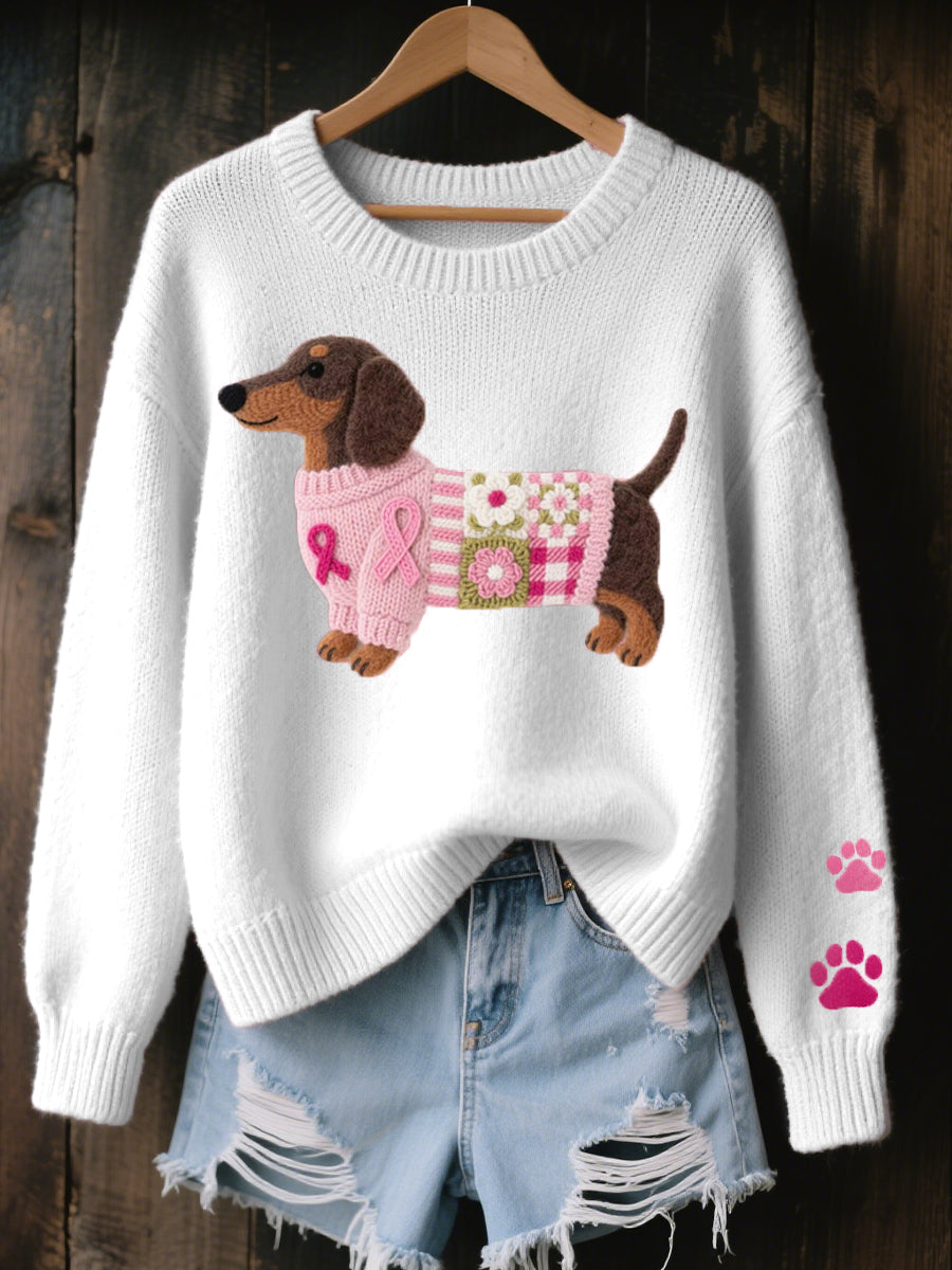 Camisola macia para senhora com estampa de cães fofos e mangas compridas