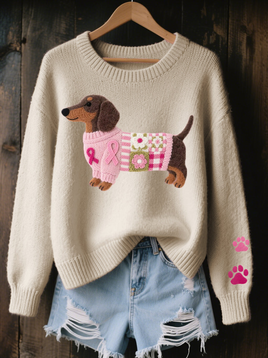 Camisola macia para senhora com estampa de cães fofos e mangas compridas