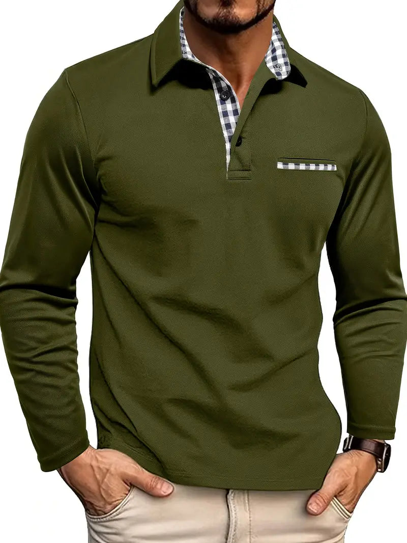 Polo homme à manches longues et col