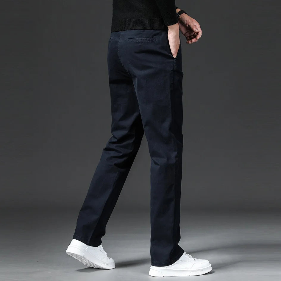 Chino Stretch Homem Slim Fit Casual Cintura Elástica