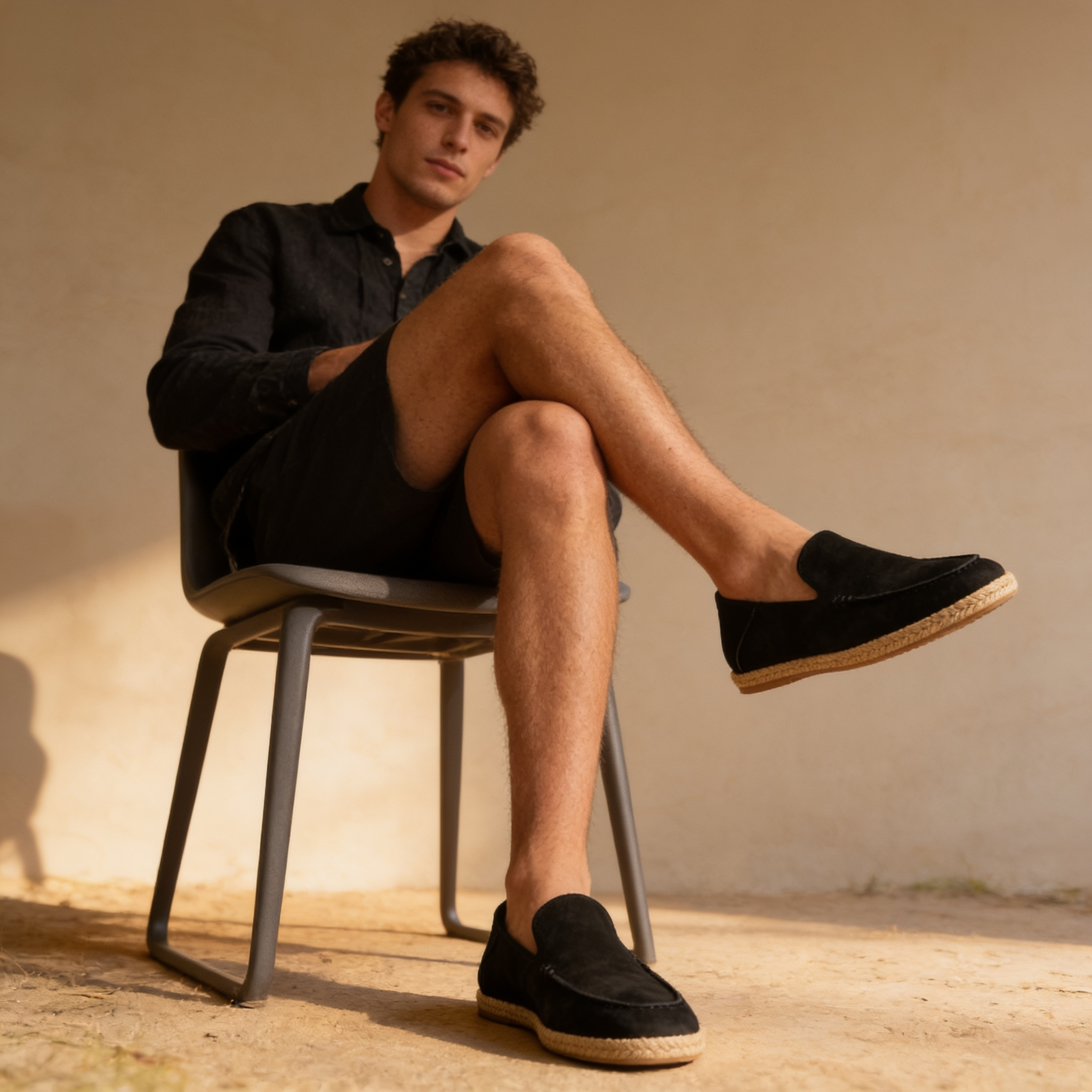 Semišové espadrilky mokasíny pánské neformální letní