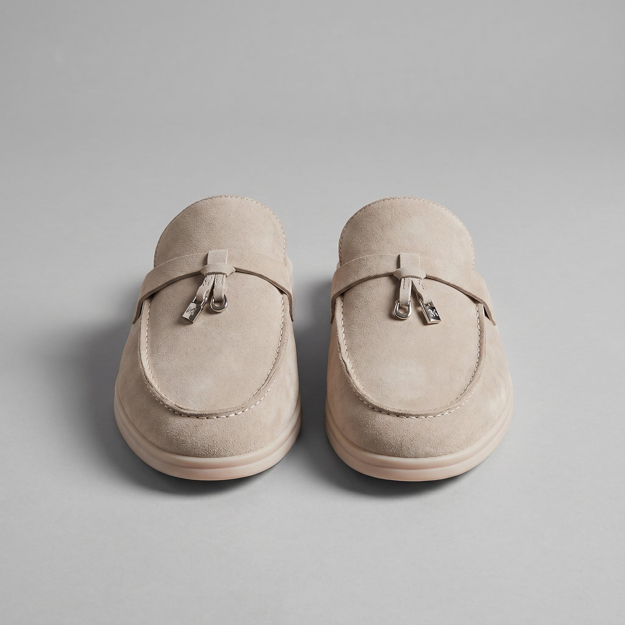Suede Loafer Mules Heren Metal Buckle Open Heel Casual