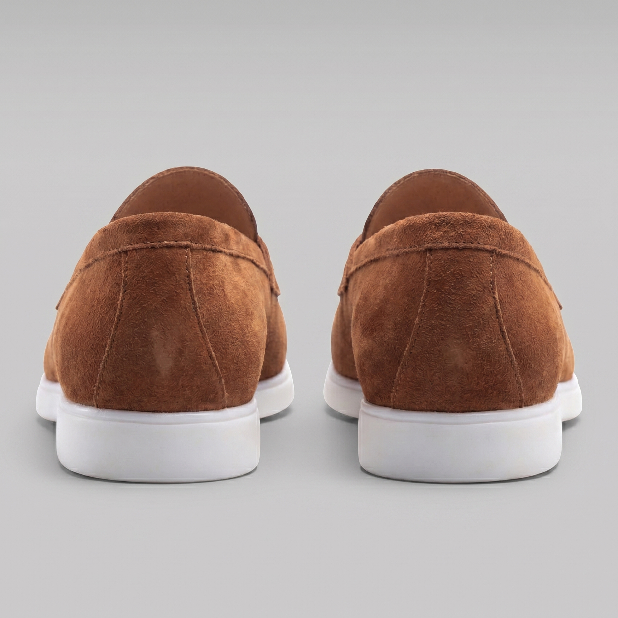 Mocasines de ante con puntera para hombre, suela blanca, casual