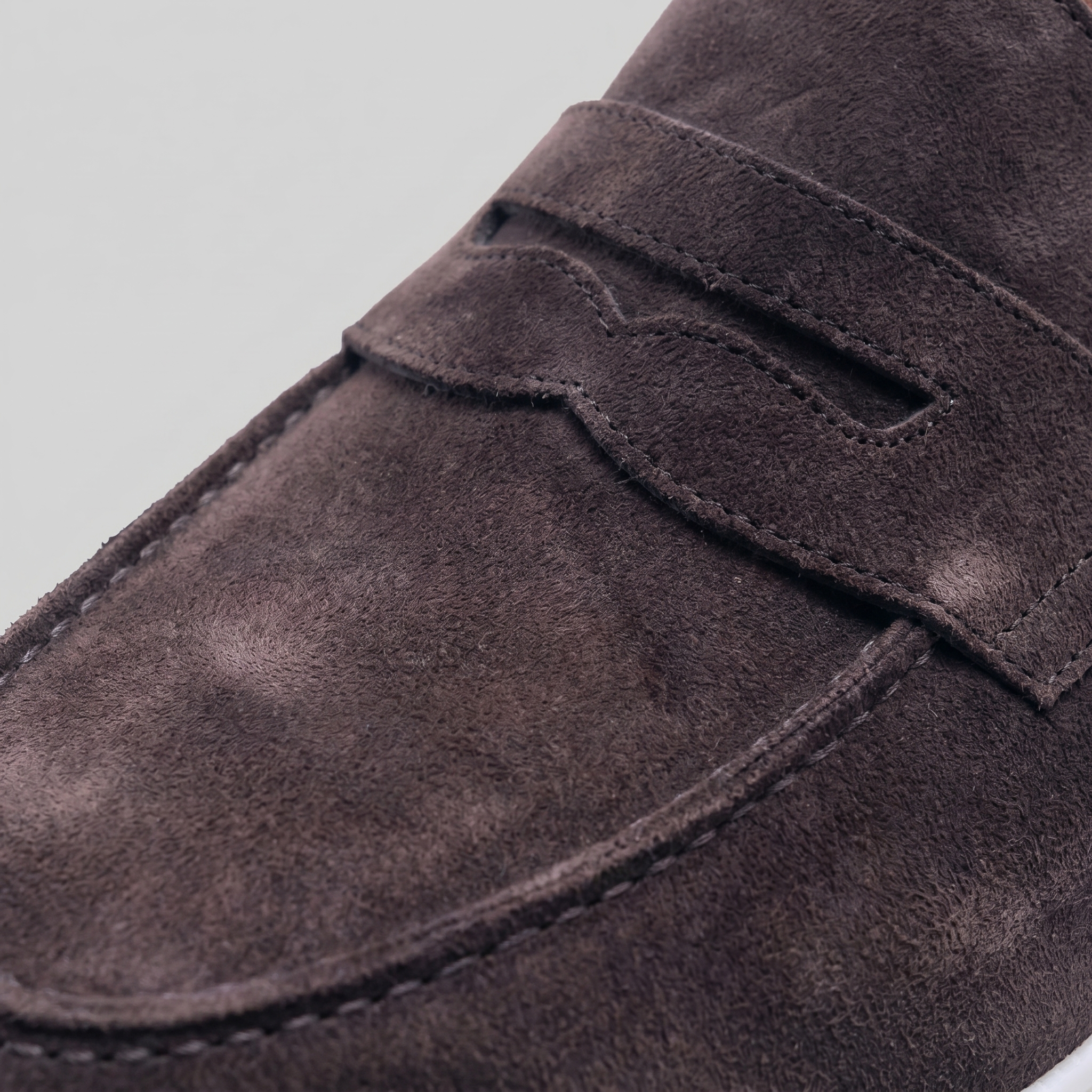 Mocasines de ante con puntera para hombre, suela blanca, casual