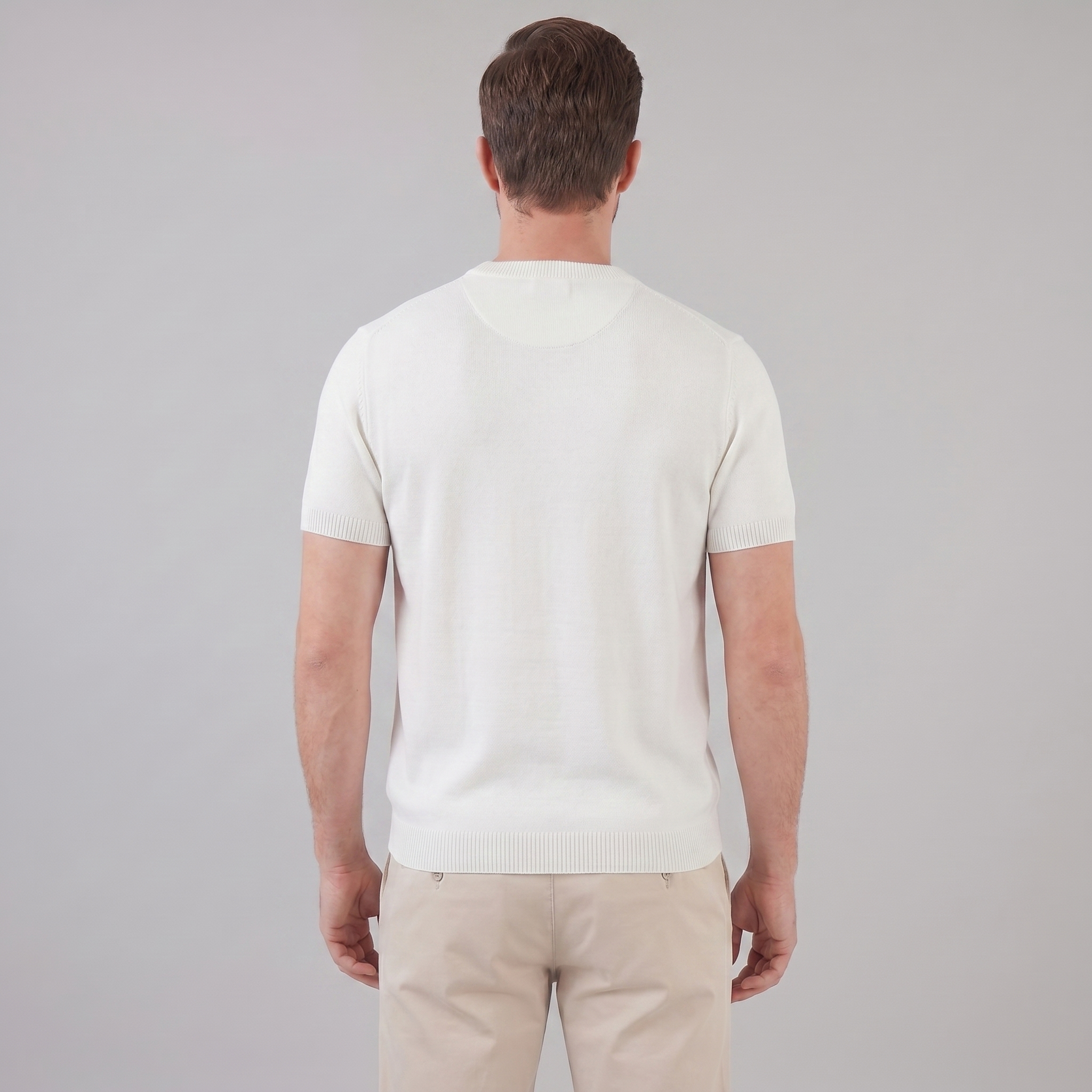 T-Shirt Homem Manga Comprida Casual Textura Gola Redonda