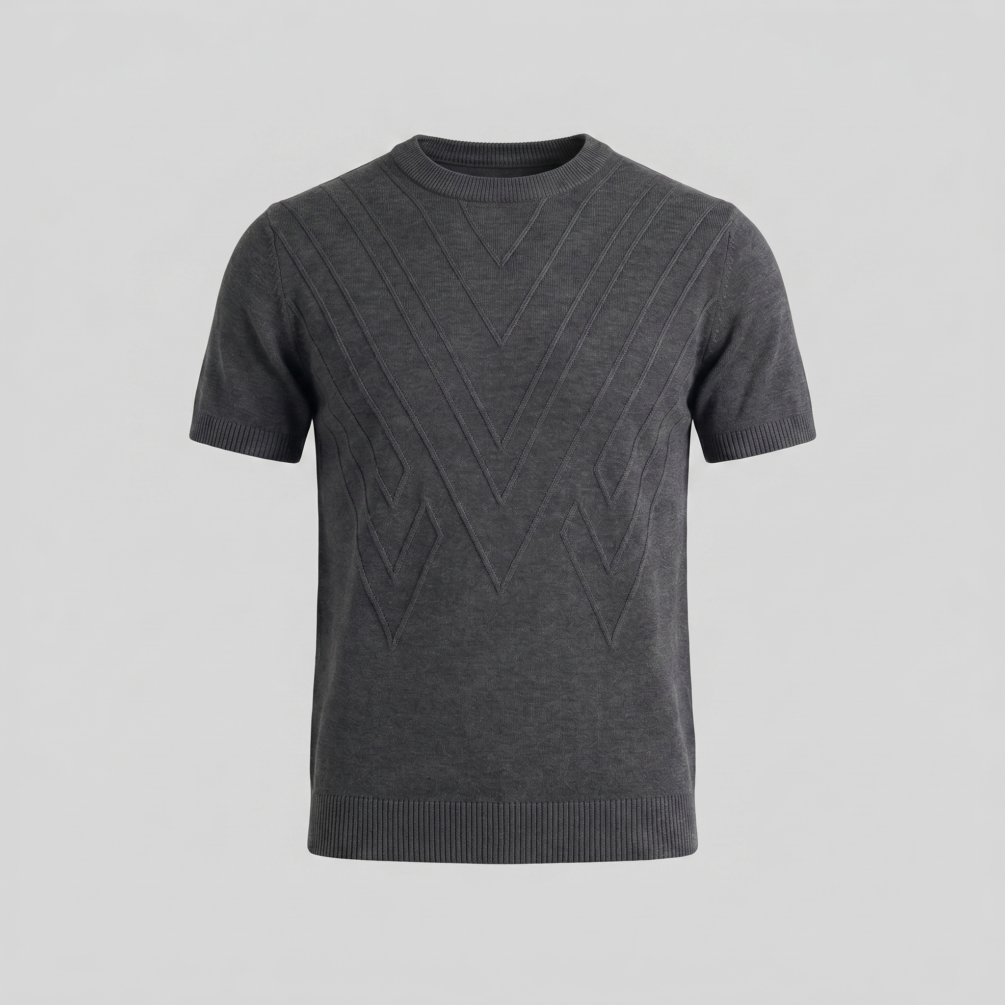 T-Shirt Homem Manga Comprida Casual Textura Gola Redonda