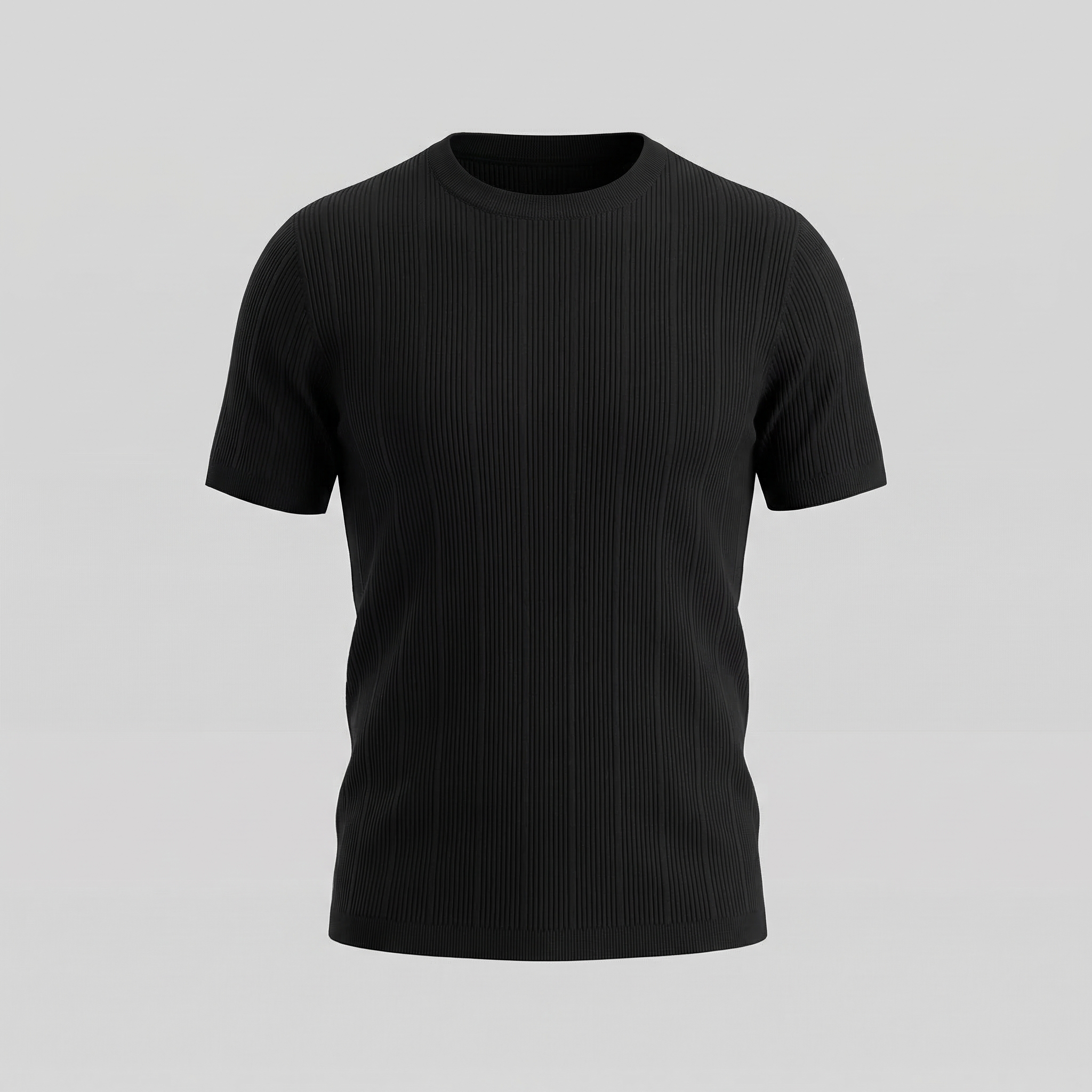 T-Shirt Homem Malha Canelada Casual Chic Manga Comprida