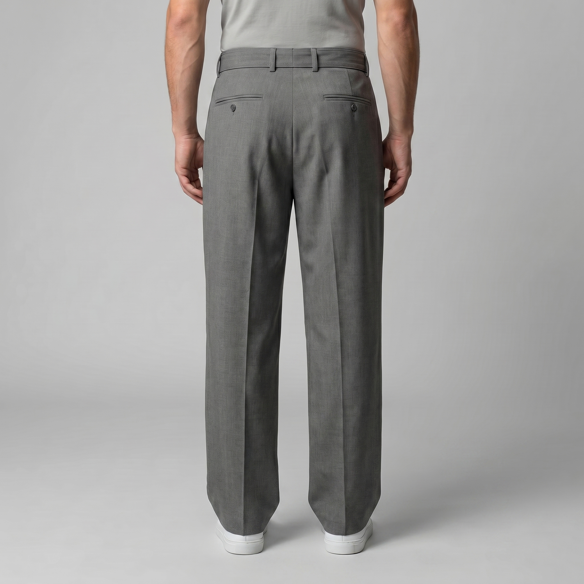 Pantalones a medida para hombre de pierna ancha con cinturón y cintura elástica