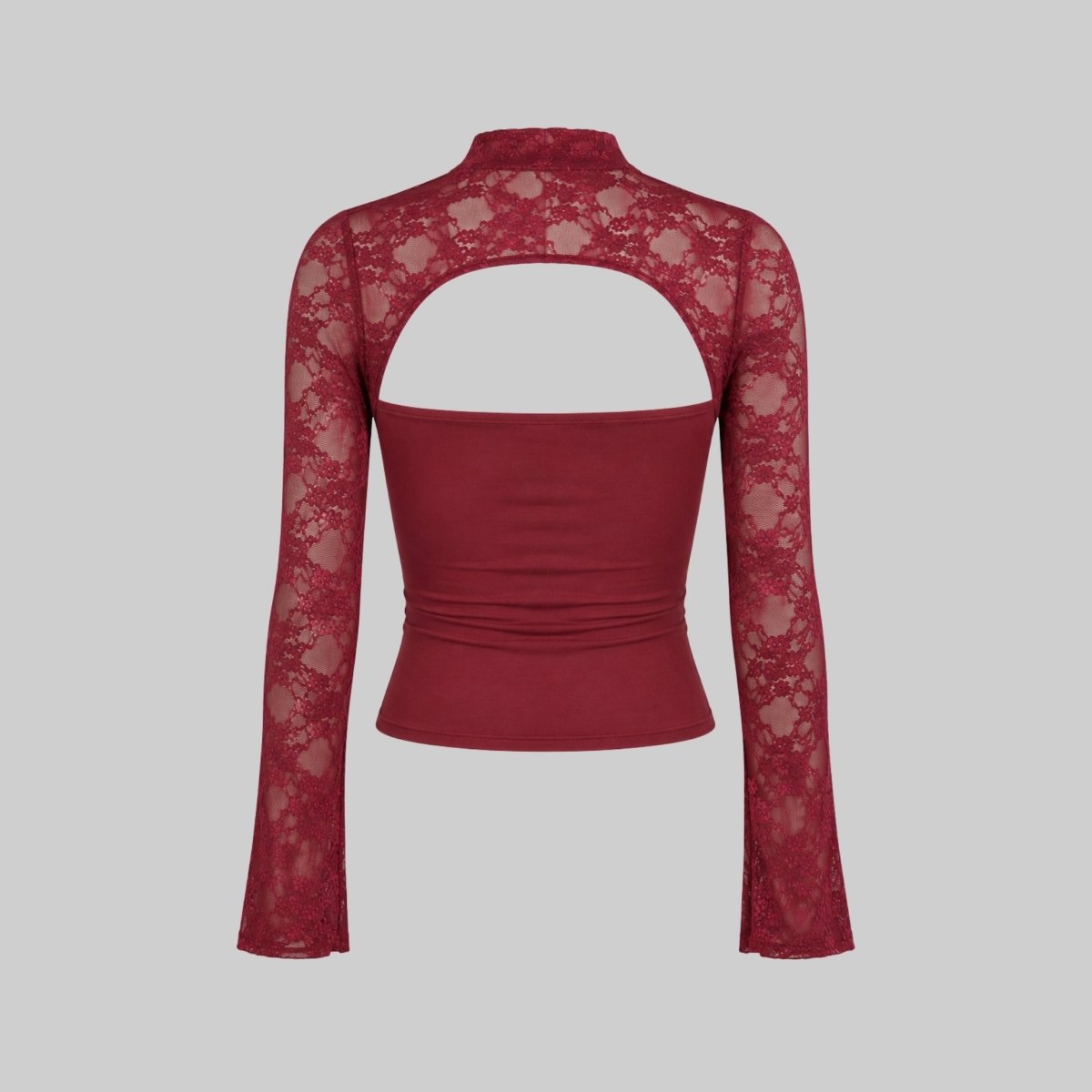 Top Dame Blonde Cutout Mock Neck Flare Ærmer