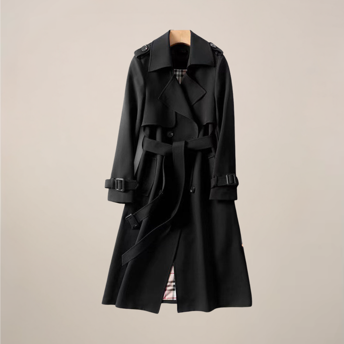 Trenchcoat Dames Double-Breasted Belted Classic Outerwear