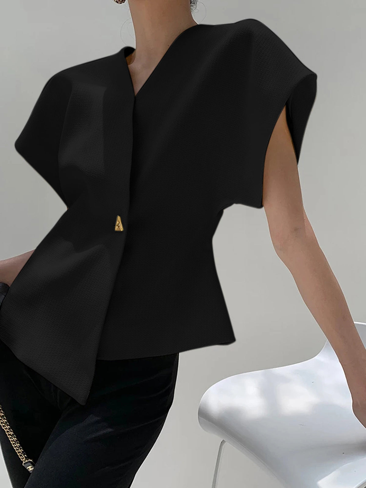 Top de cuello en V para mujer elegante casual formal