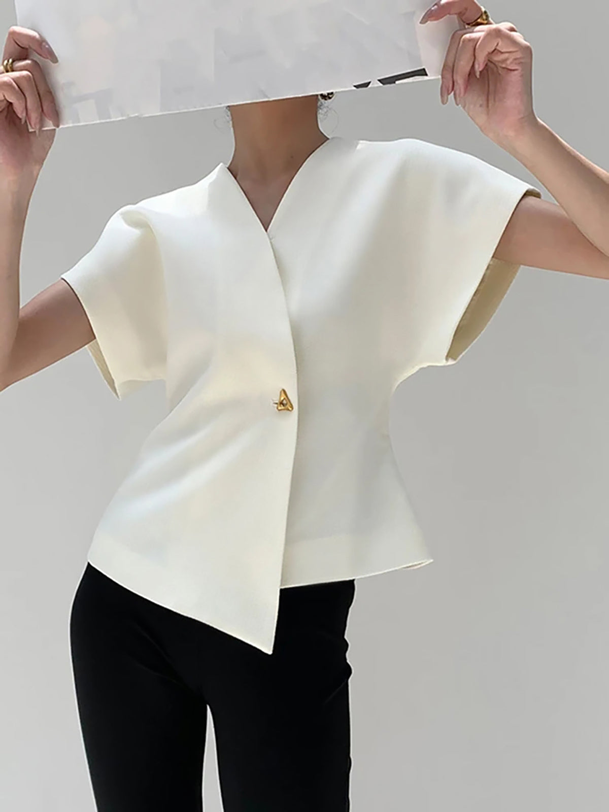 Top de cuello en V para mujer elegante casual formal