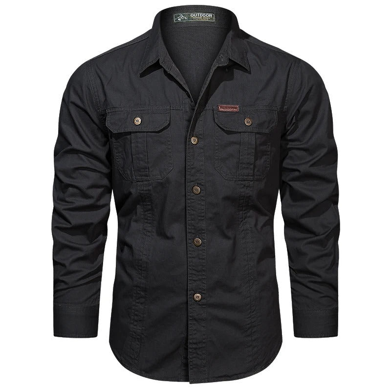 Pánská cargo overshirt taktická outdoorová košile s dlouhým rukávem