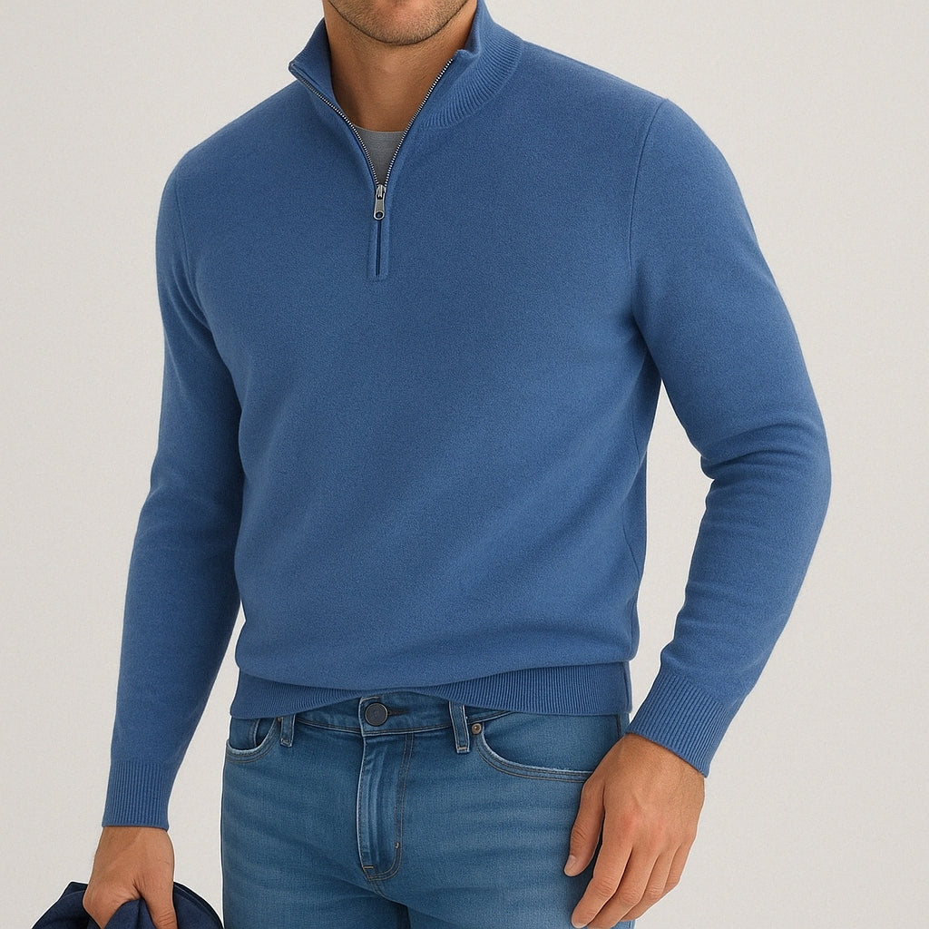 Verfijnde Half-Zip Trui van Cashmere Blend voor Heren