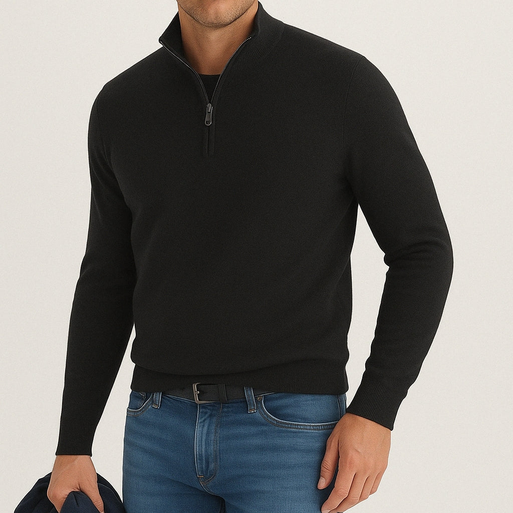 Verfijnde Half-Zip Trui van Cashmere Blend voor Heren