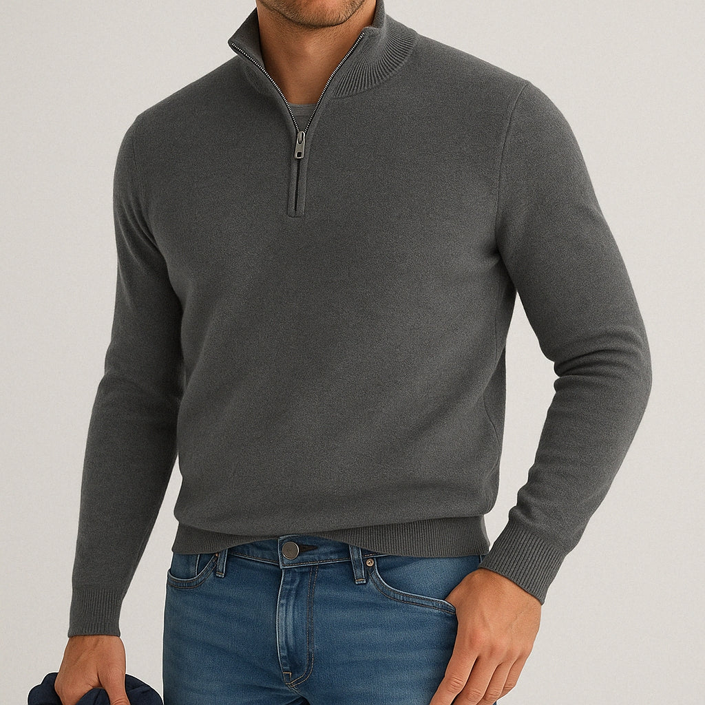 Verfijnde Half-Zip Trui van Cashmere Blend voor Heren