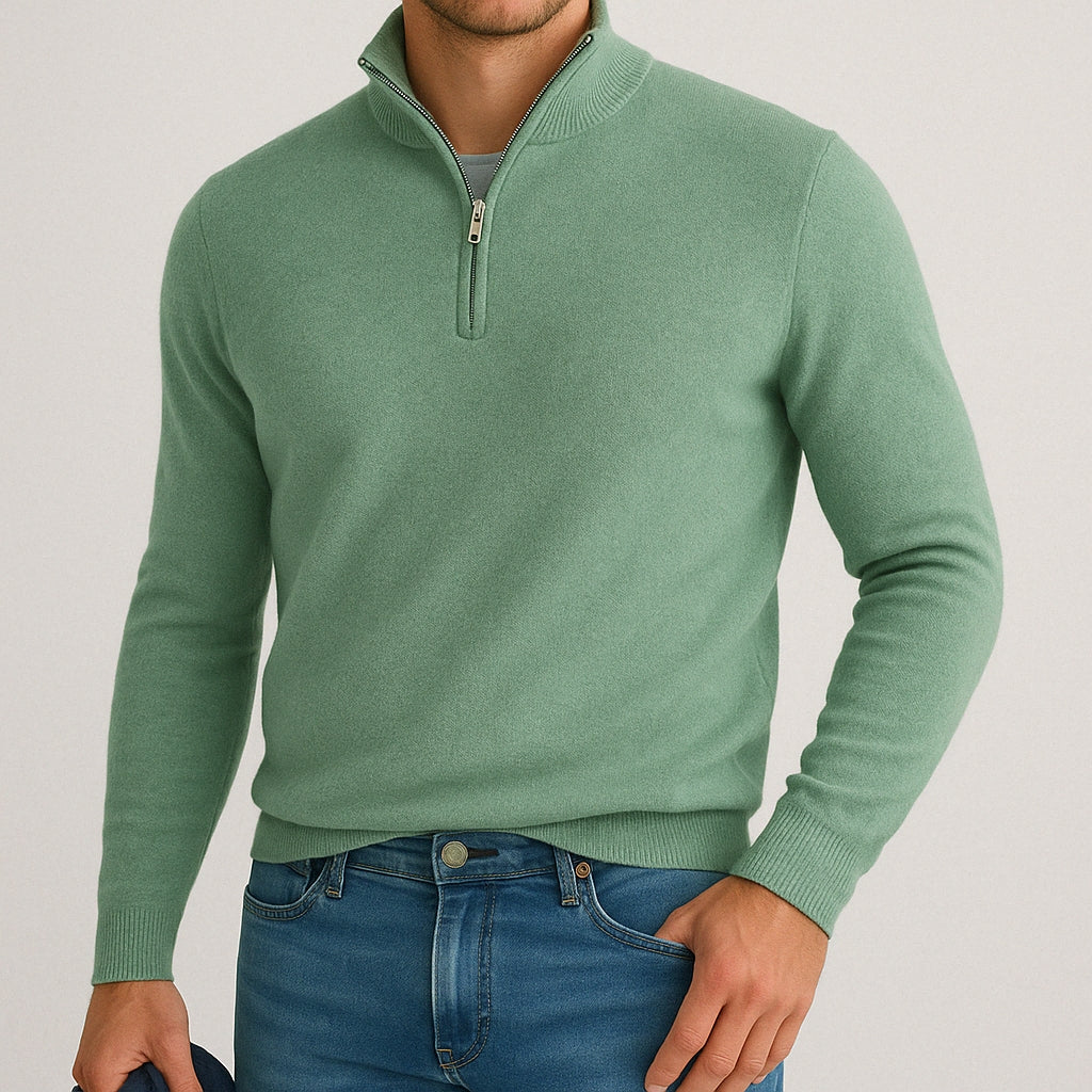 Verfijnde Half-Zip Trui van Cashmere Blend voor Heren