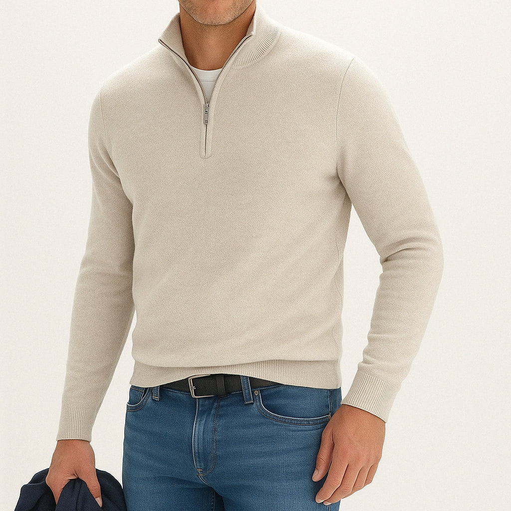 Verfijnde Half-Zip Trui van Cashmere Blend voor Heren