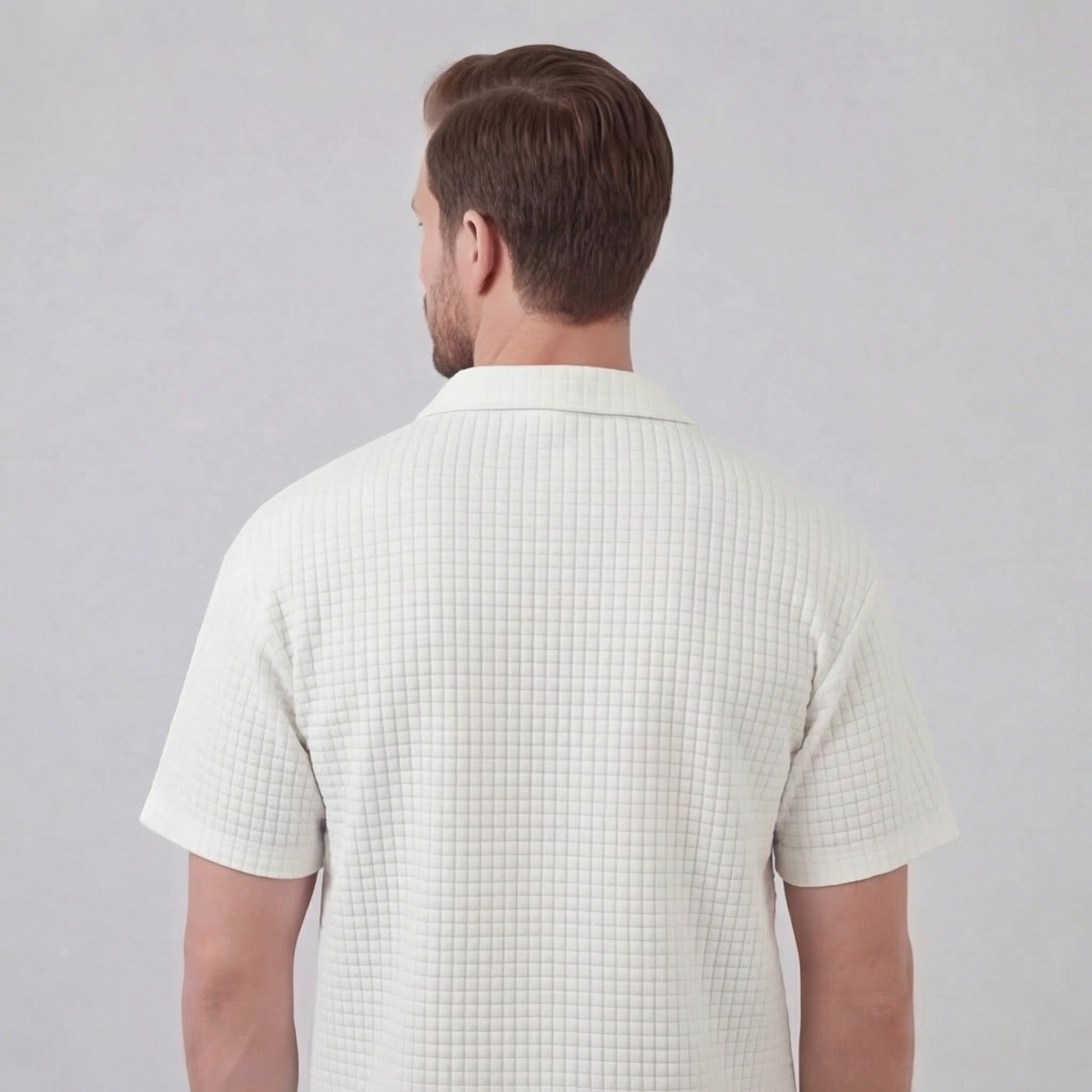 Waffle strikket sæt til mænd sommer casual halv-zip polo