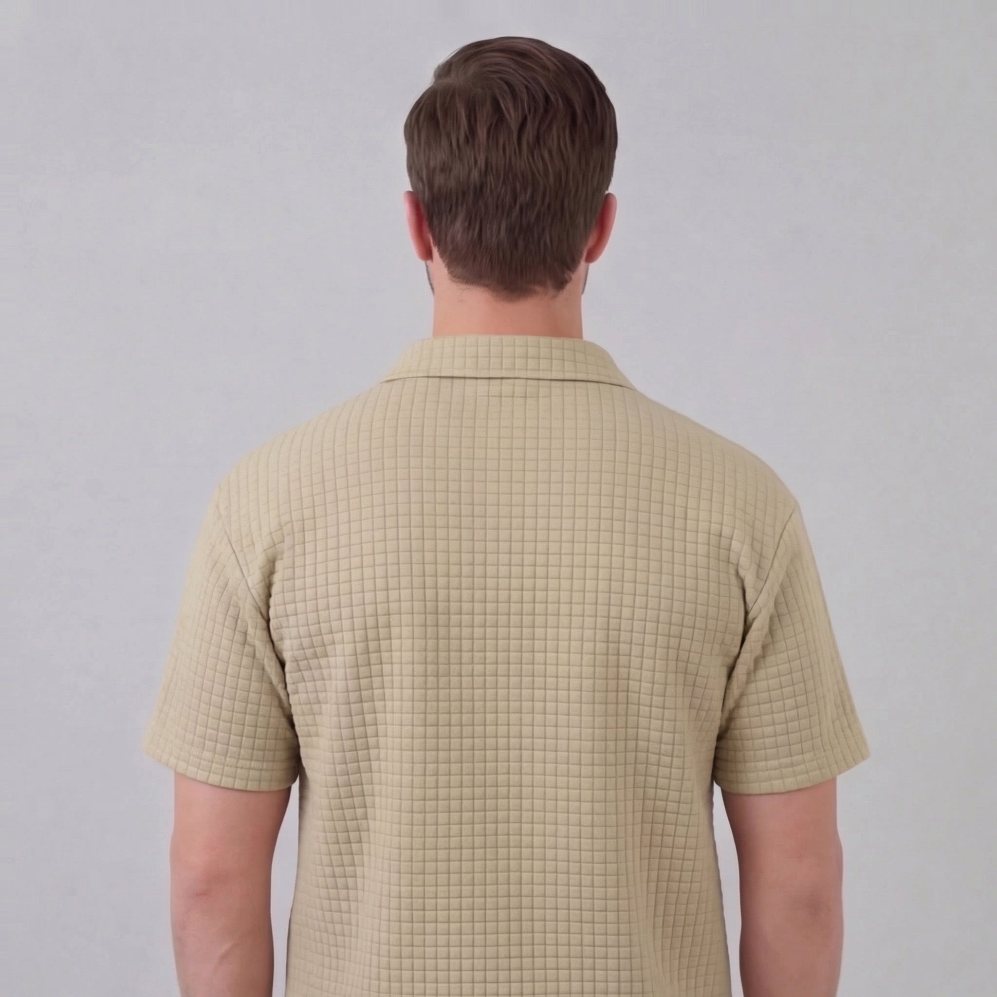 Waffle strikket sæt til mænd sommer casual halv-zip polo