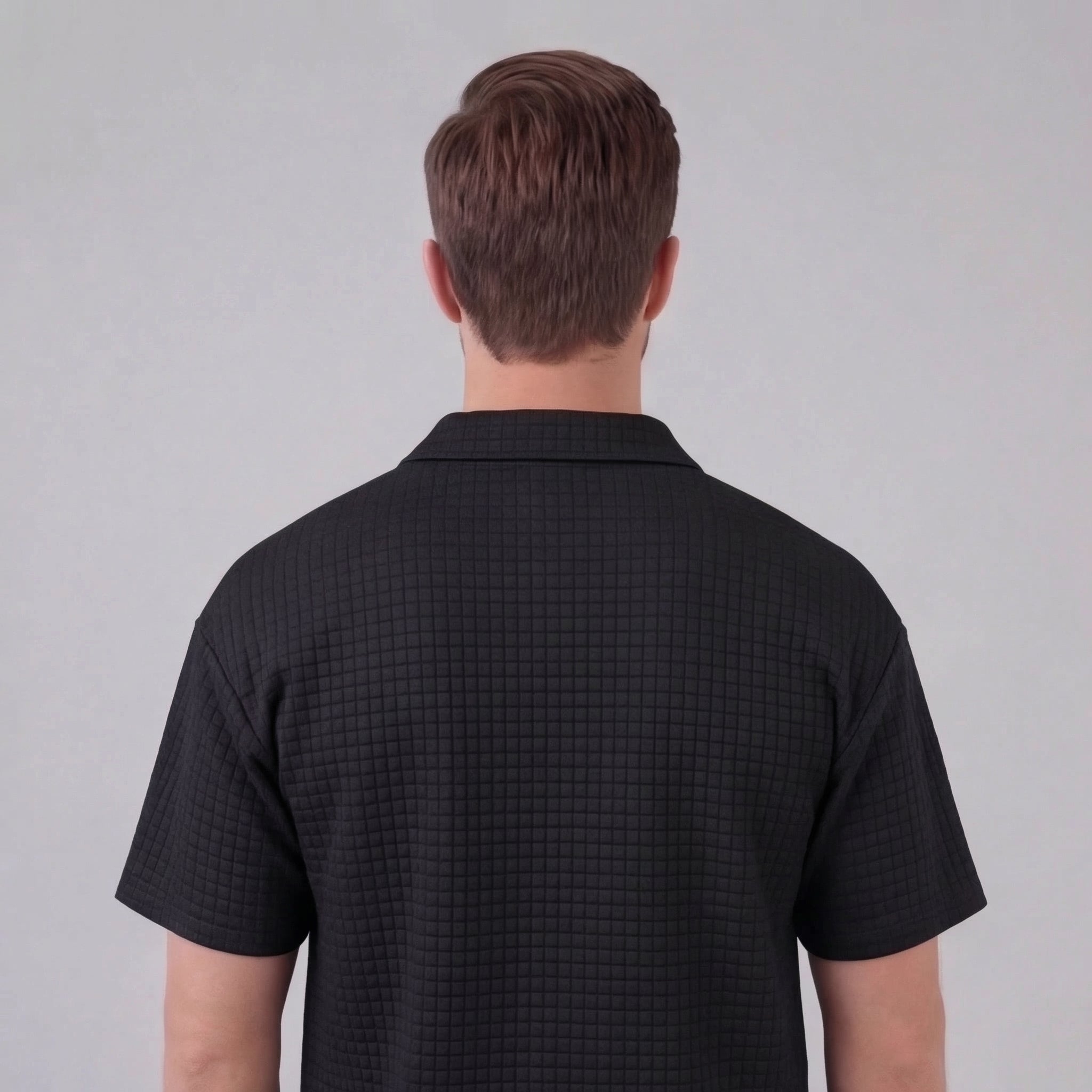 Waffle strikket sæt til mænd sommer casual halv-zip polo