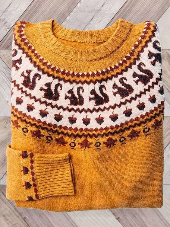 Warme Fair Isle Sweater met Ronde Hals en Lange Mouwen voor Dames