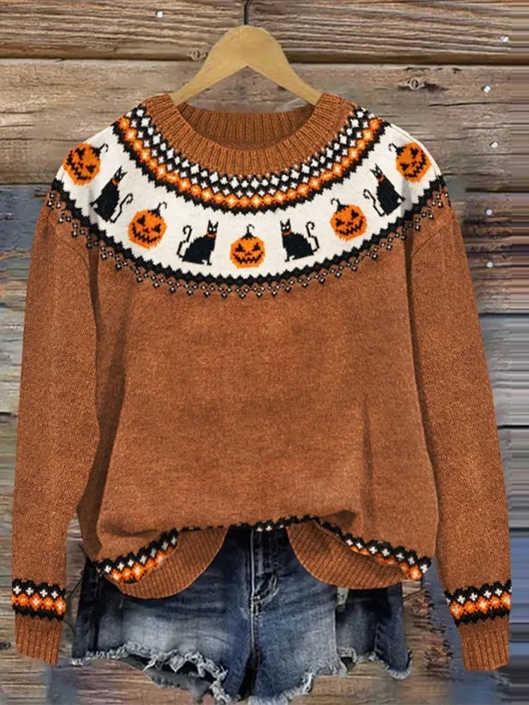 Warme Fair Isle Sweater met Ronde Hals en Lange Mouwen voor Dames