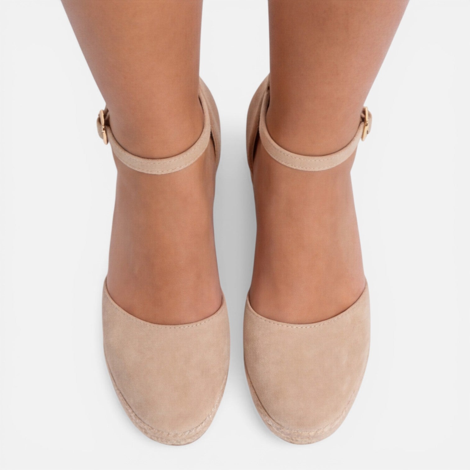 Sandalias de cuña para mujer con punta cerrada y correas al tobillo para verano